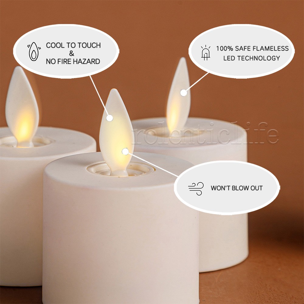 Set of 4 Luminara Flameless Moving Wick LED Battery Tea Light Candles w/Remote