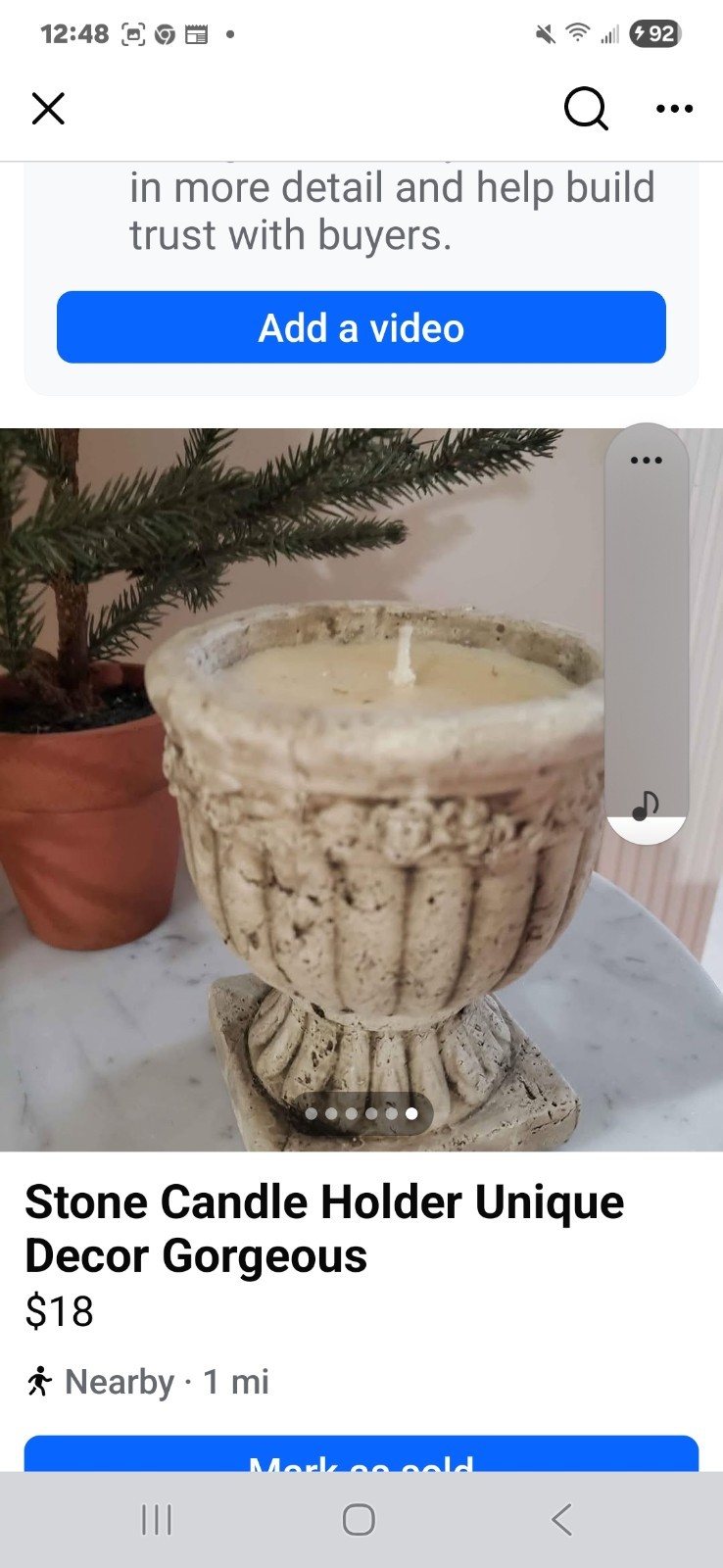 Beige Stone & Wax Goblet Decorative Candle Antique Unique Style for Living Room