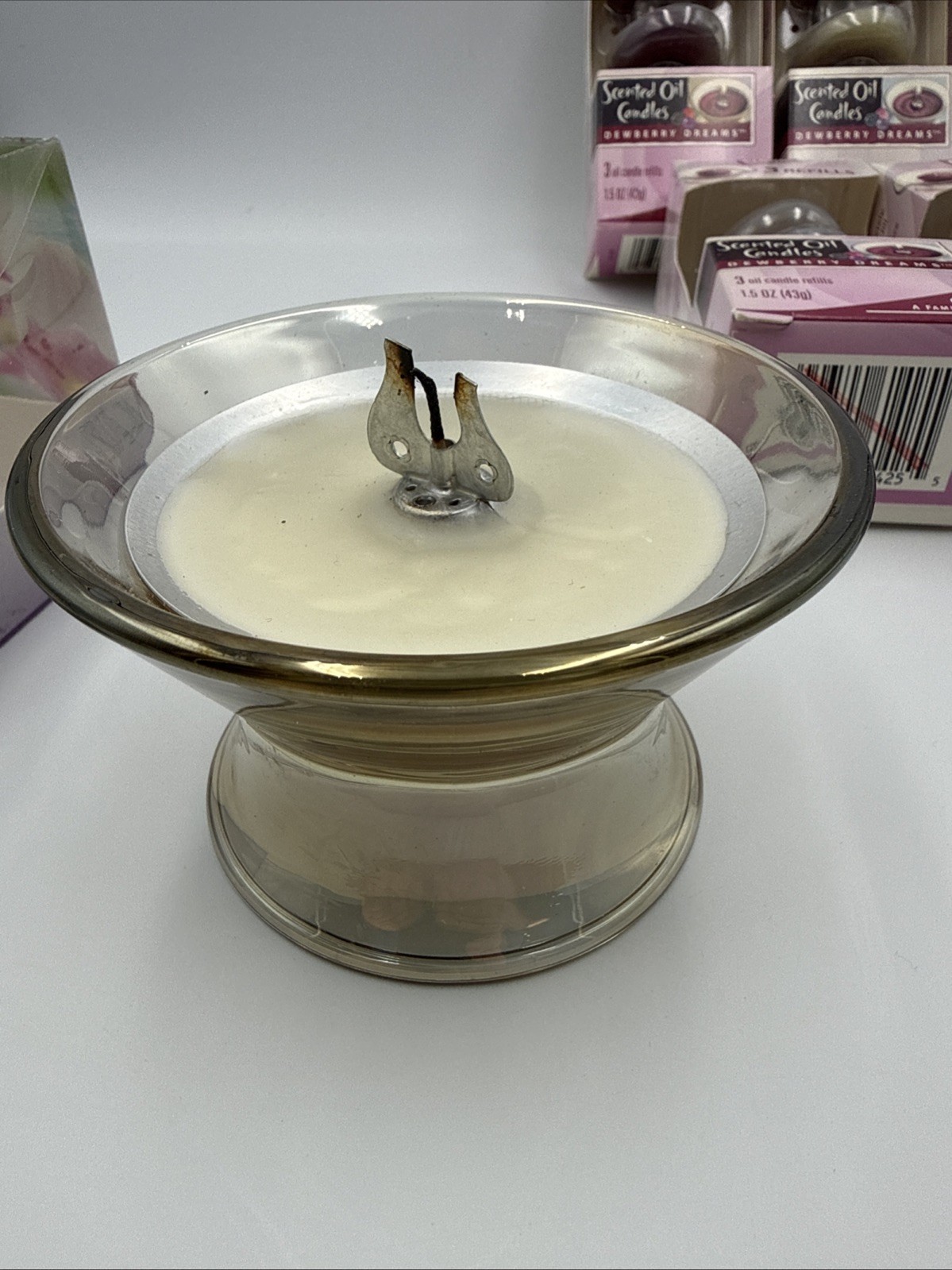 NOS Glade Scented Oil Candles Unit And Refills 5 Packs of 3 Refills Dewberry