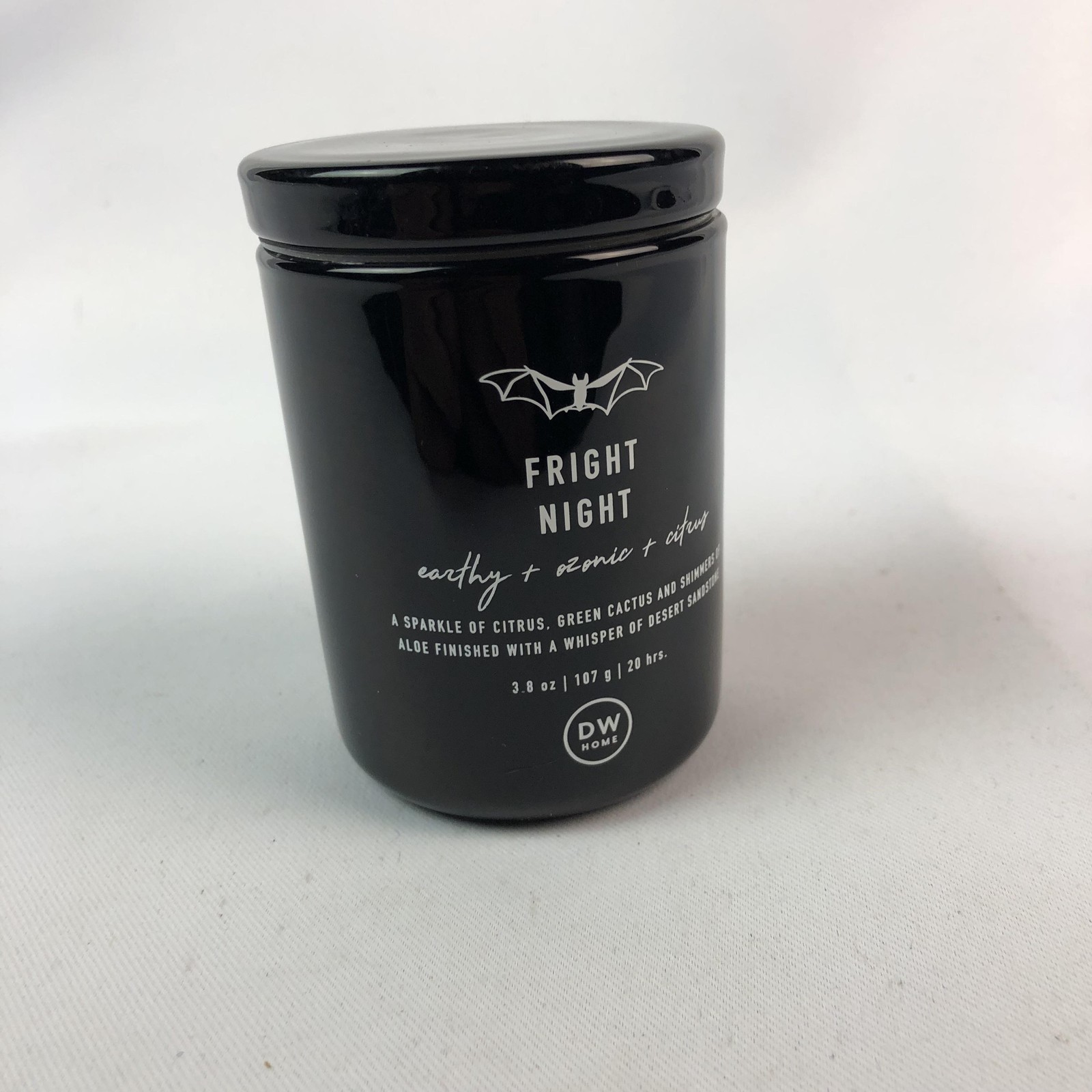 DW Home Fright Night Single Wick Candle Black Jar Mini 3.8 Oz Citrus Scented