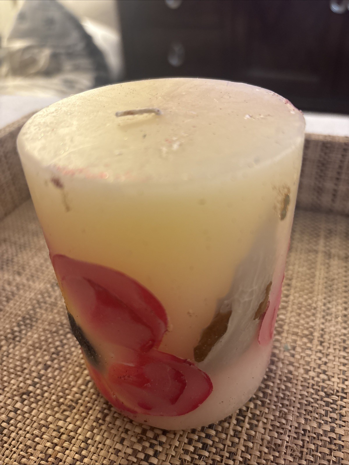 Embedded Flower Candle 4” Botanical Candle USA New Lightly Scented
