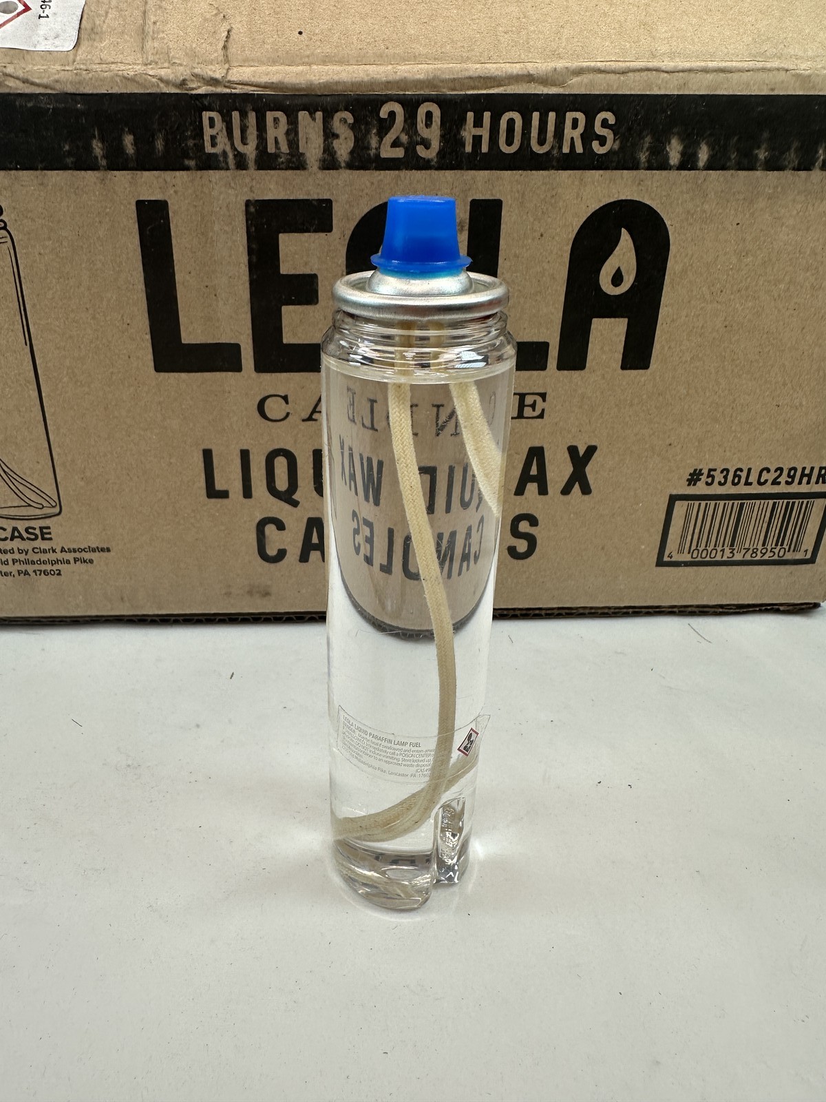 LEOLA 29 Hour Liquid Wax Candles Clear Disposable Paraffin Lamp Fuel Case of 36