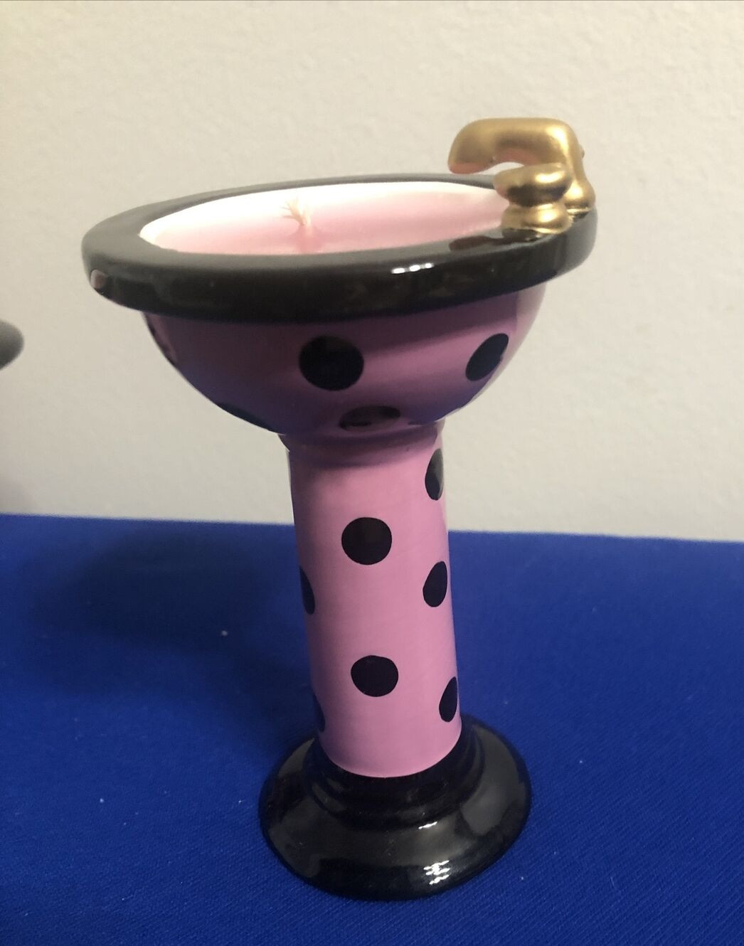 Ceramic Bathtub, Toilet & Sink Candle Set – Pink Polka Dot Design