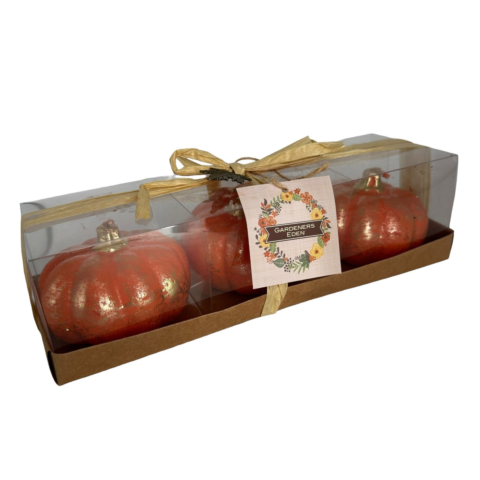 Gardeners Eden Pumpkin Candles Set of 3 Fall Autumn Thanksgiving Halloween