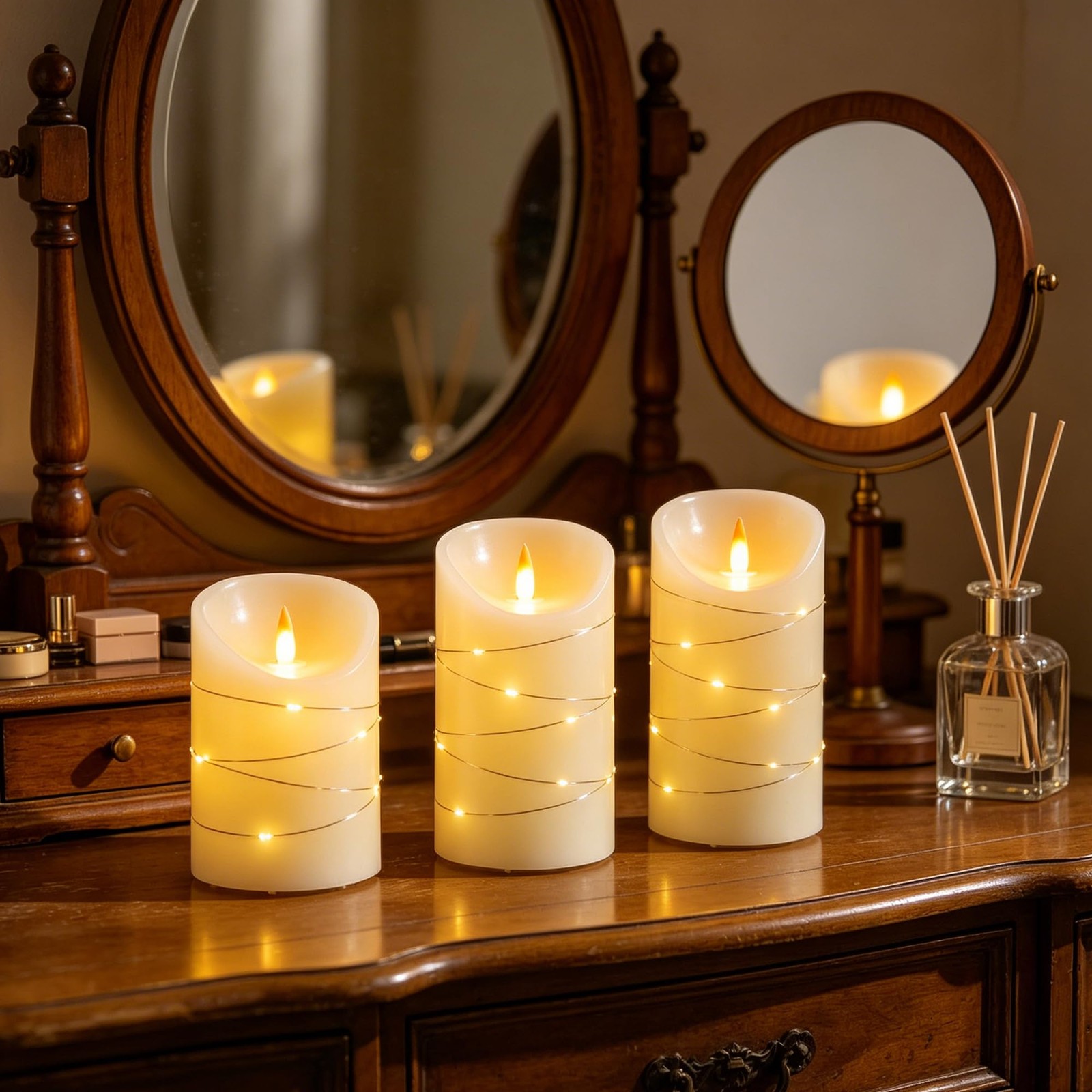Rechargeable LED Candles, Real Wax, 4 5 6 in, Ivory, 3 Pack | USB rechargeabl…