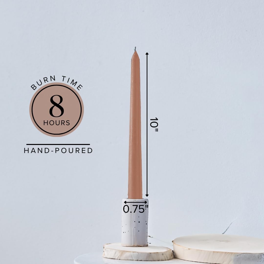 10 Inch Taupe Taper Candles Dripless Long Burning Tall Candlesticks 4 PCS