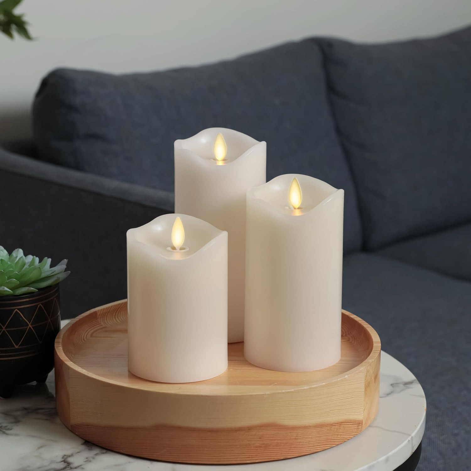 by Luminara Set of 3 (3″ x 4.5″,5.5″,6.5″) Flameless LED F