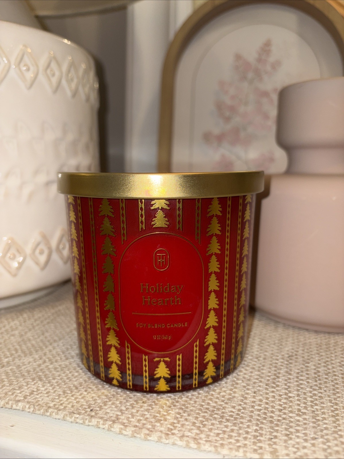 Threshold Candle Holiday Hearth Jar Candle Double Wick Red Christmas Soy Wax NEW