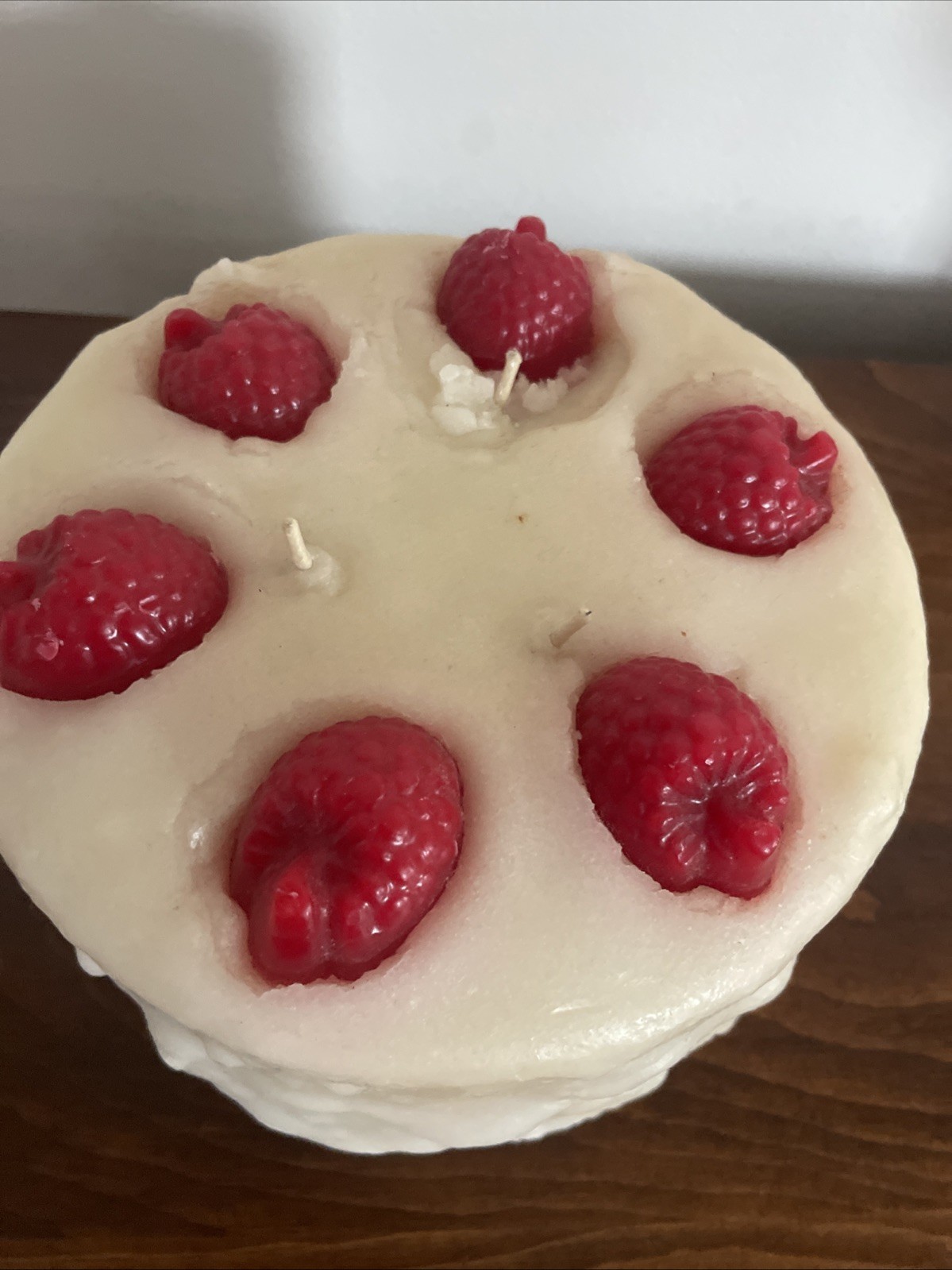 Vintage Strawberry Short Cake Shaped Candle Faux Food 3 Wick 7” X 4” USA Made