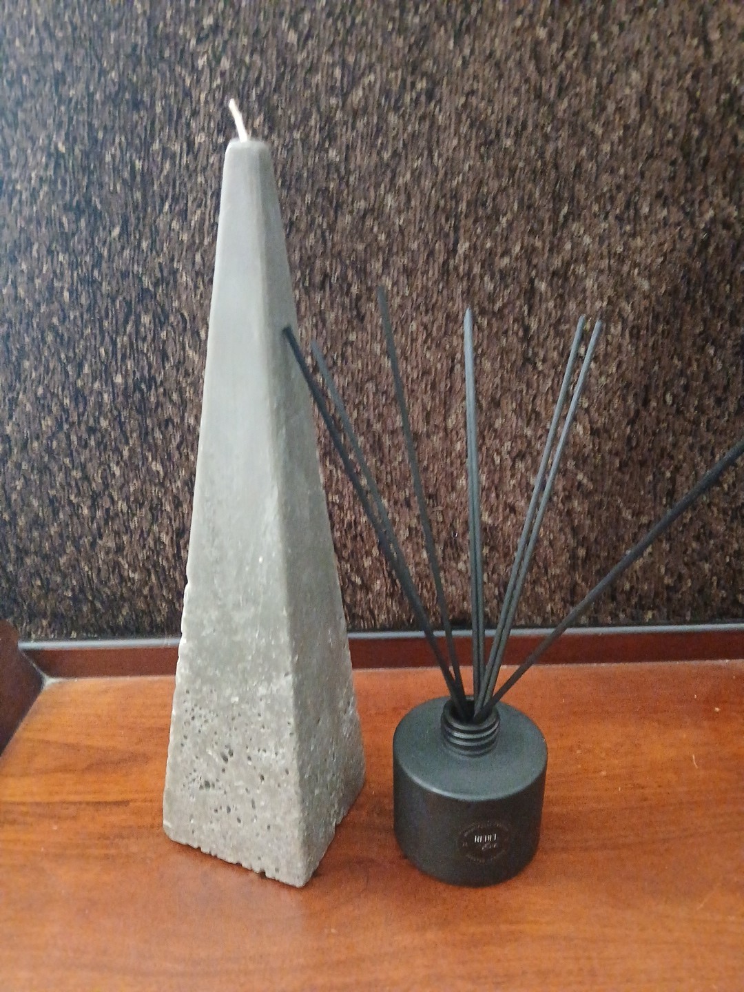 Gray Stone Look Wax Tall Pyramid Candle Spiritual Yoga Meditation Home Decor