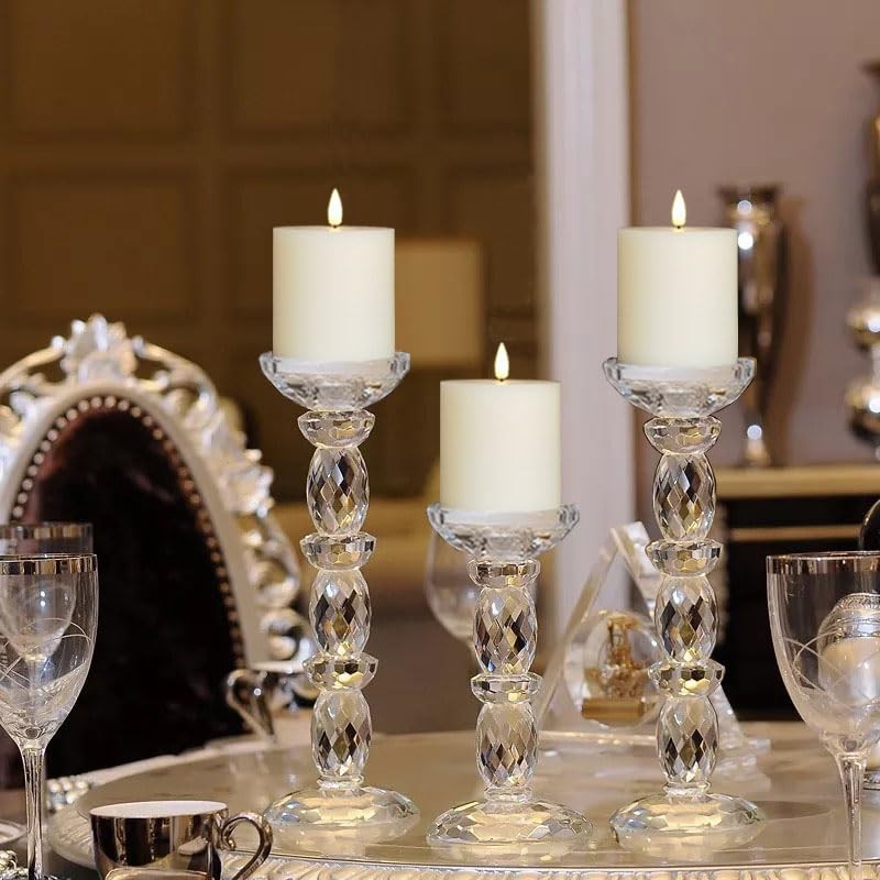 Flameless Candles Set 3×3 Inch Flickering LED Real Wax Timers 3 PCS