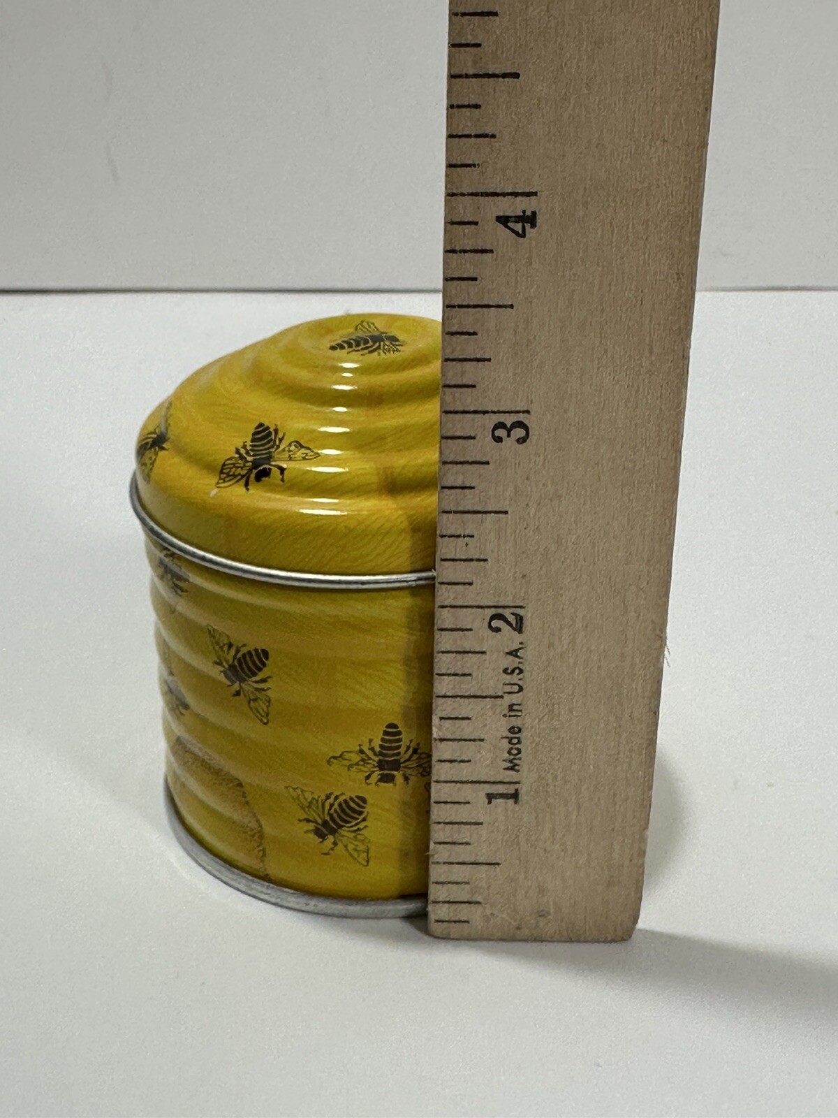 Vintage Beehive Bee Yellow Tin Candle Set Of 4 Made In Switzerland Very Rare!