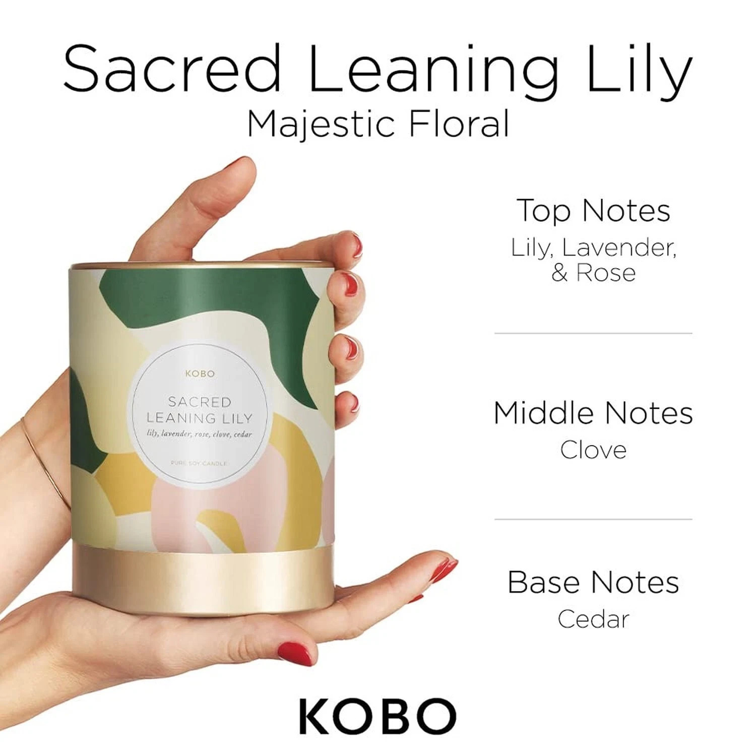 KOBO Sacred Leaning Lily Candle 100% Pure Soy Candle 11 OZ NEW & AUTHENTIC!