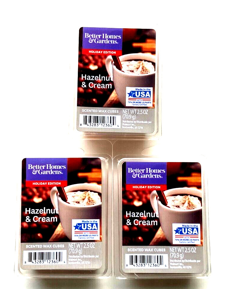 Better Homes and Gardens 3 PACKS Scented Wax Cube Hazelnut and Cream 6-Count