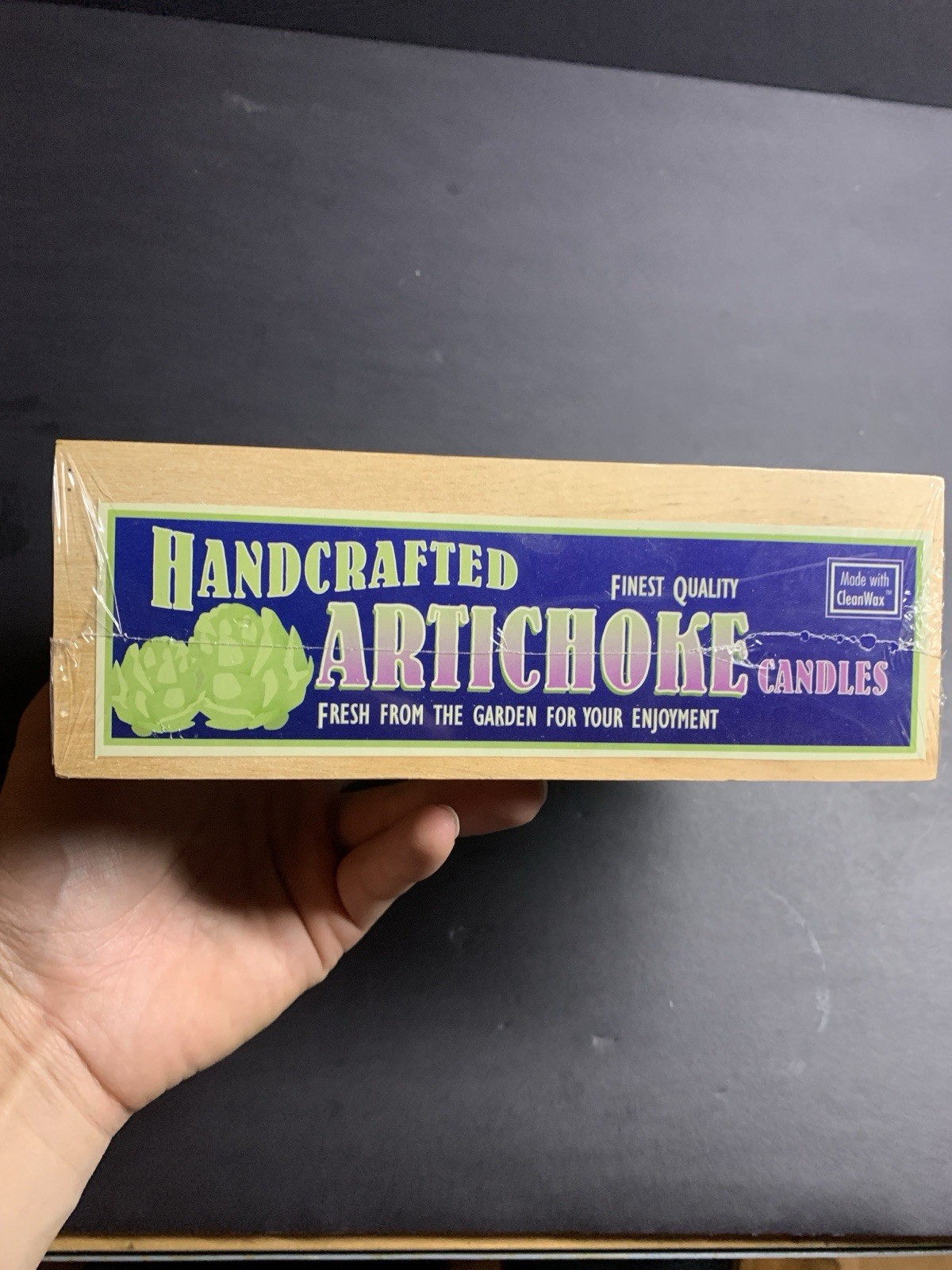 PURE CANDLE Handcrafted Artichoke Clean Wax Candles Mini Crate of 3 NEW & SEALED