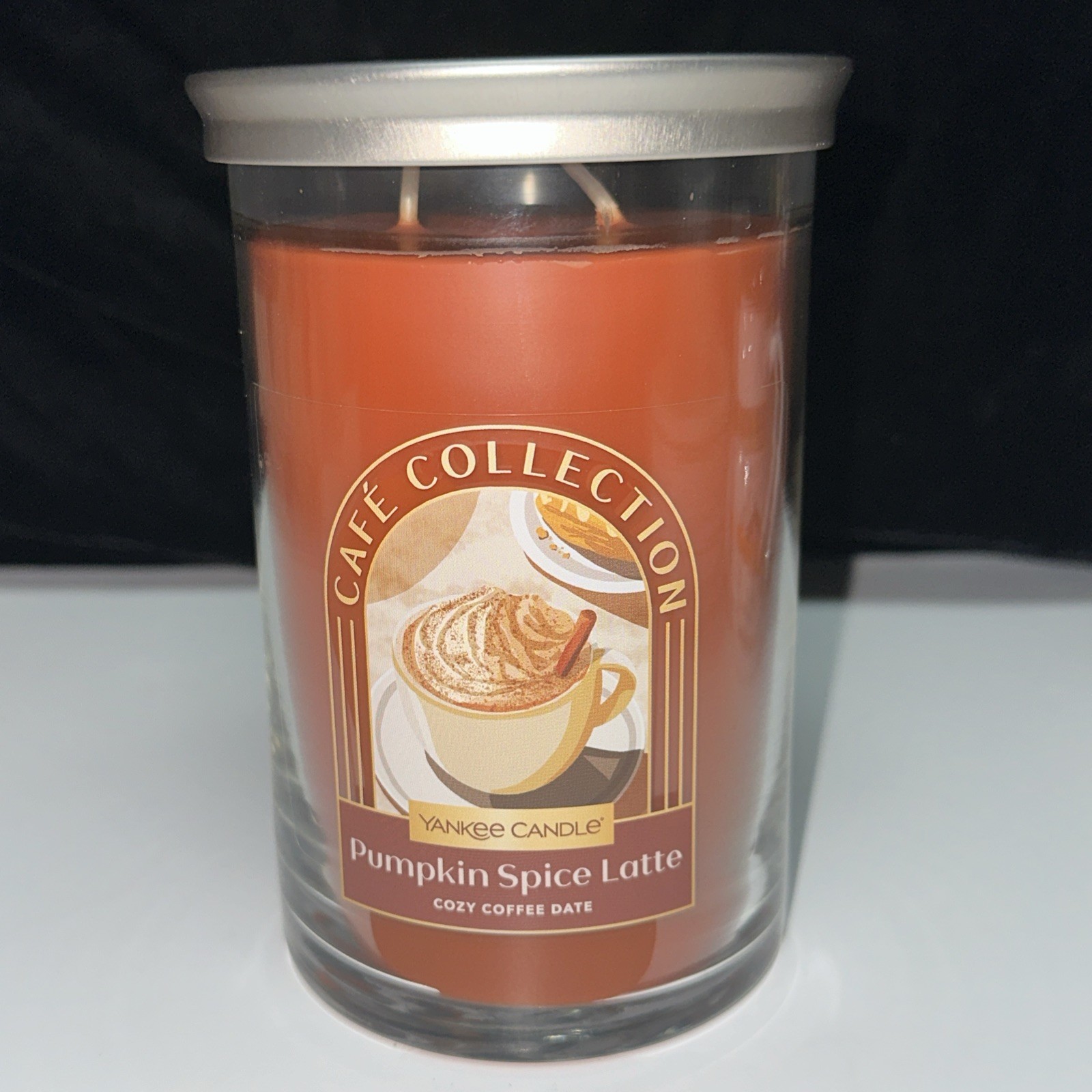 LOT OF 2-NEW-Yankee Candle PUMPKIN SPICE LATTE Large 20oz CAFE COLLECTION 2 WICK