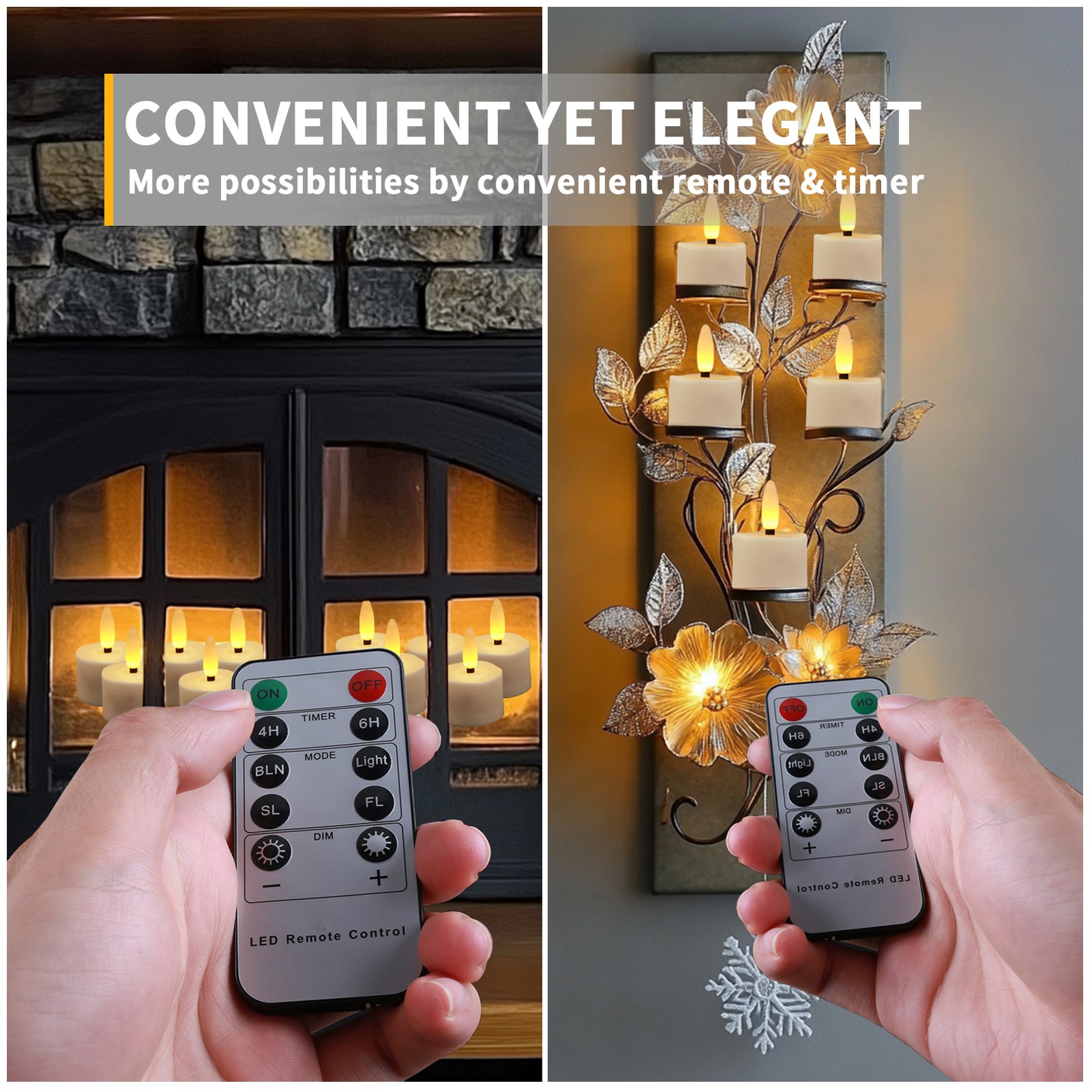 6/12x Rechargeable LED Tea Lights Flickering Flameless Candles with Timer Remote