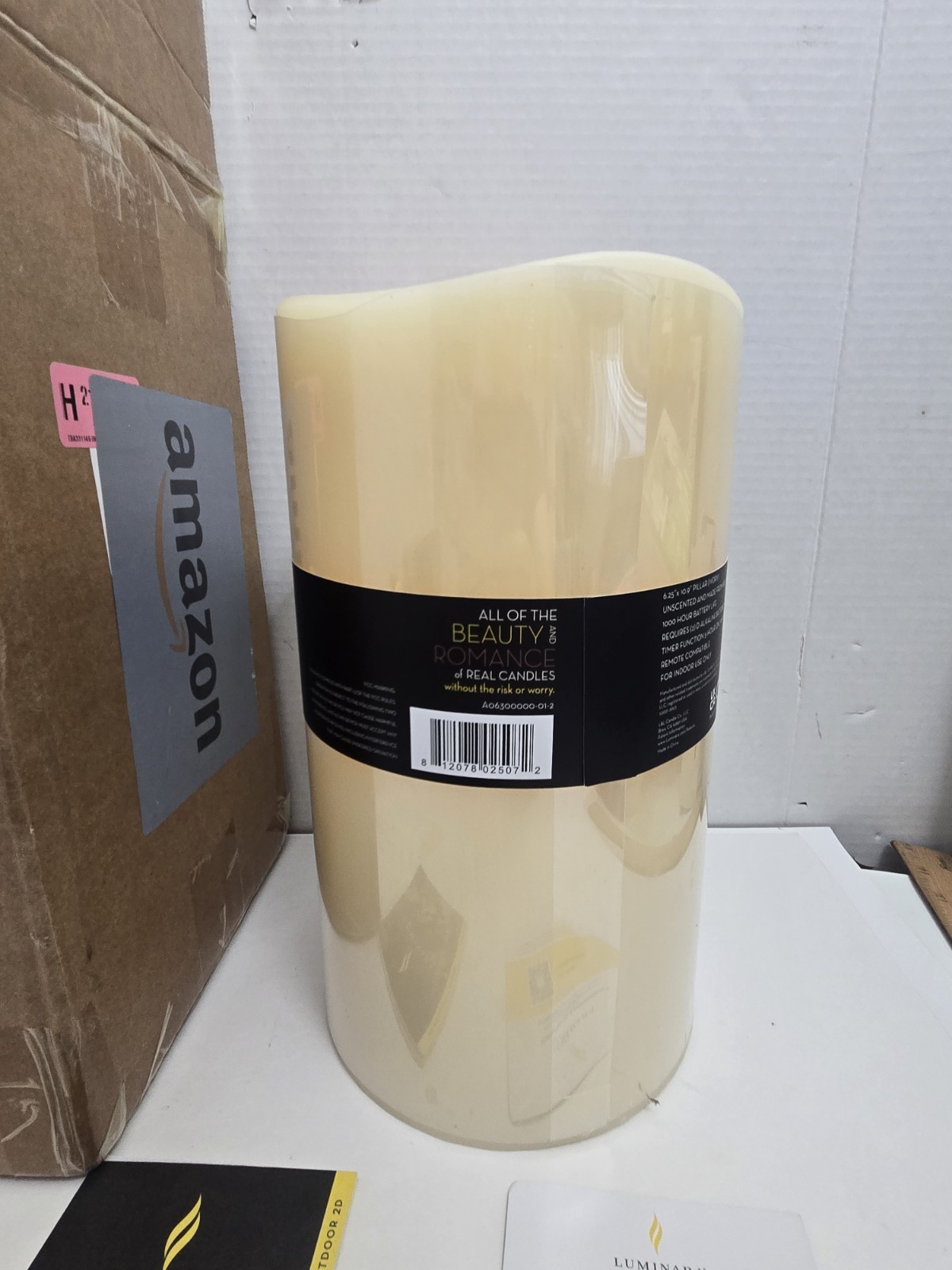 Luminara Flameless Unscented Wax Candle Moving Wick Pillar 6.25″ x 10.9″ Large