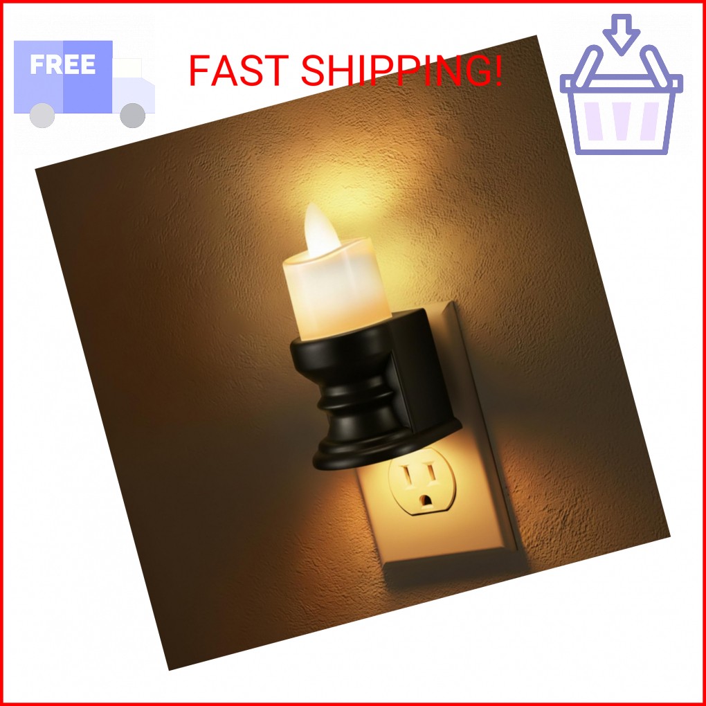 Meonum Flickering Flameless Candle Night Light Plug in, Dimmable LED Nightlight