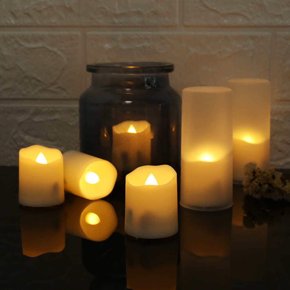6PCS Rechargeable Flameless Flickering LED Candles Tea Lights with Timer Remote