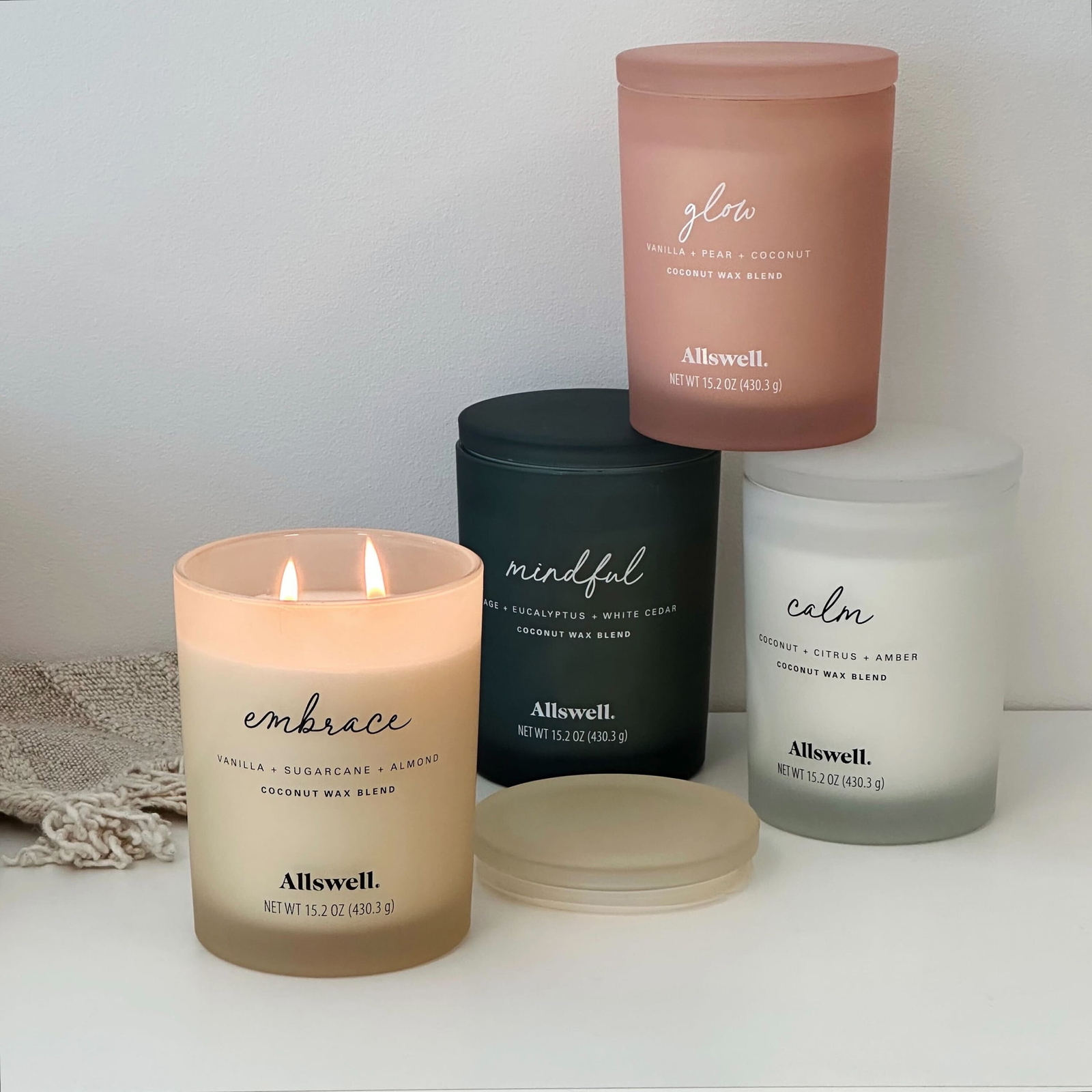 Embrace (Vanilla + Sugarcane + Almond) Scented 2-Wick 15Oz Spa Candle