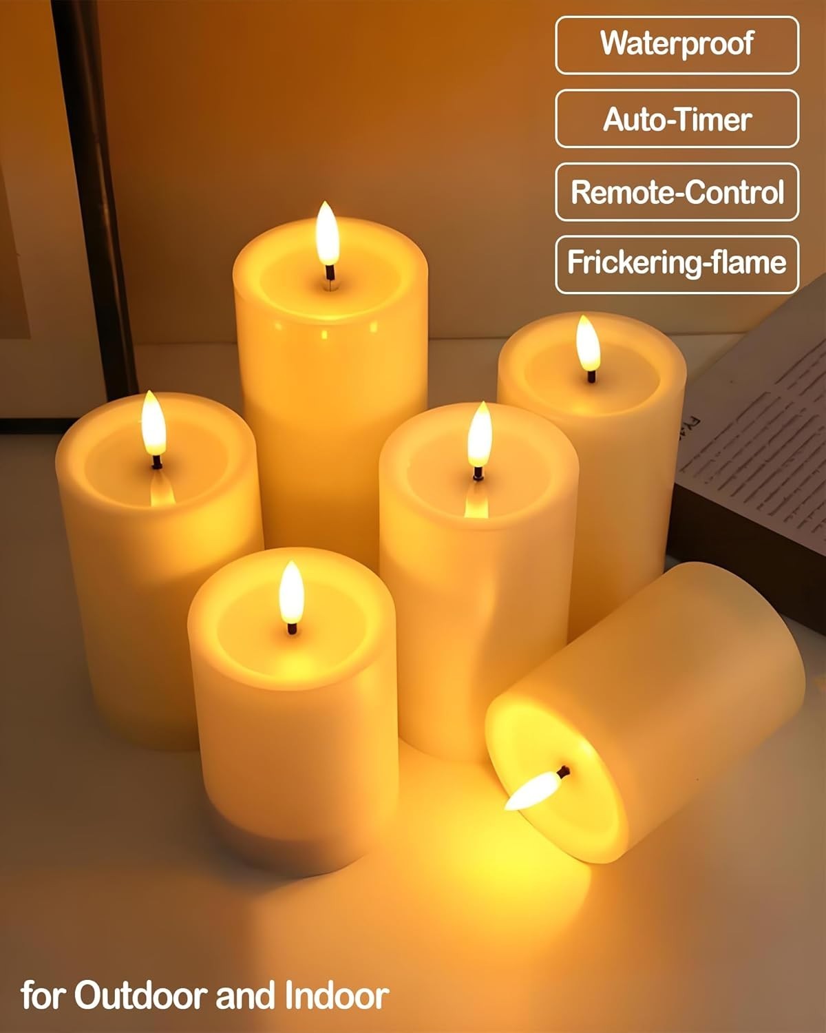 3″X4″ Outdoor Waterproof Flameless Candles with Remote and Timers, LED Candles,