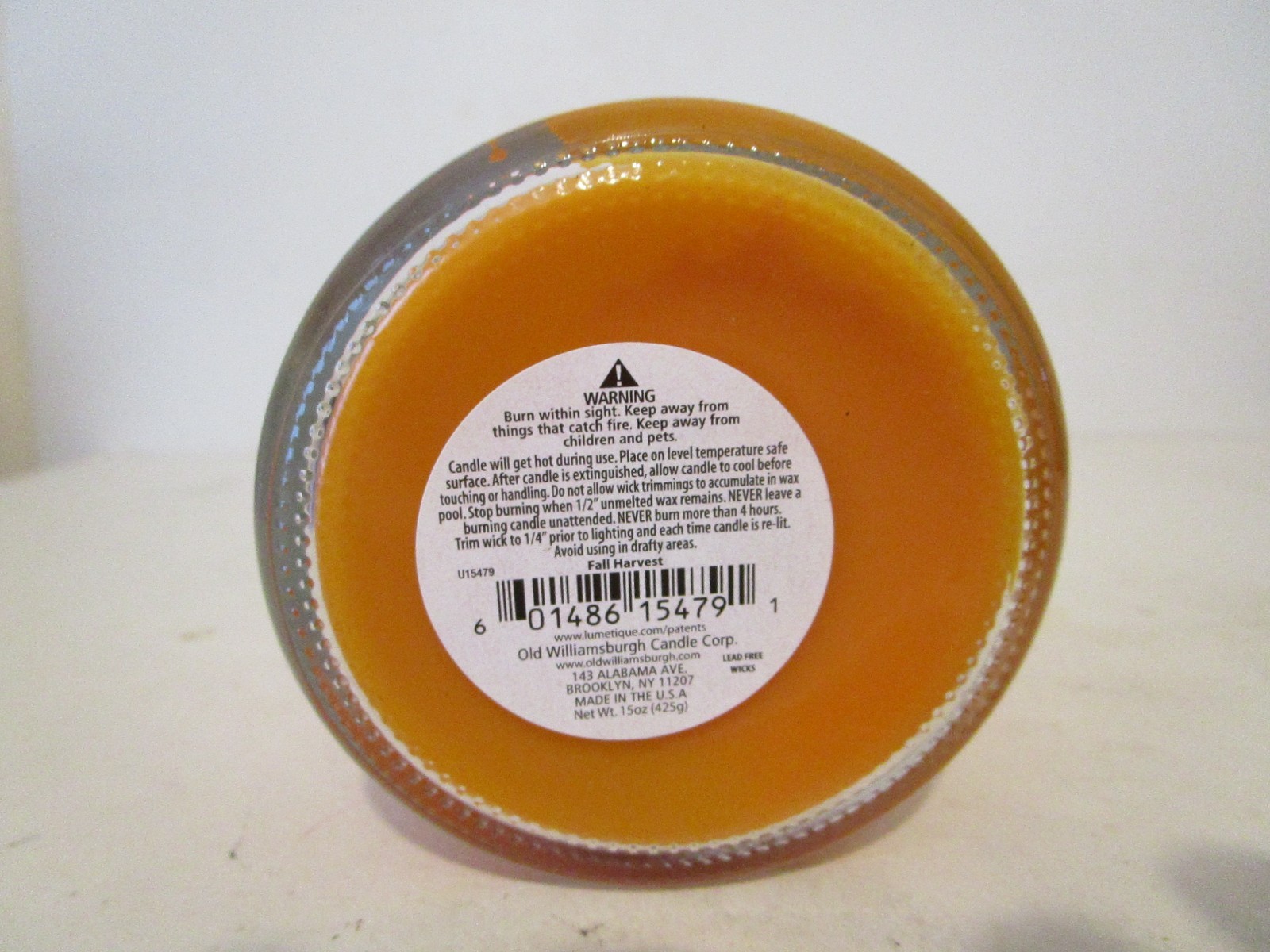 Old Williamsburg Wood Craft Crackling Wood Wick Scent Candle Fall Harvest 15 oz