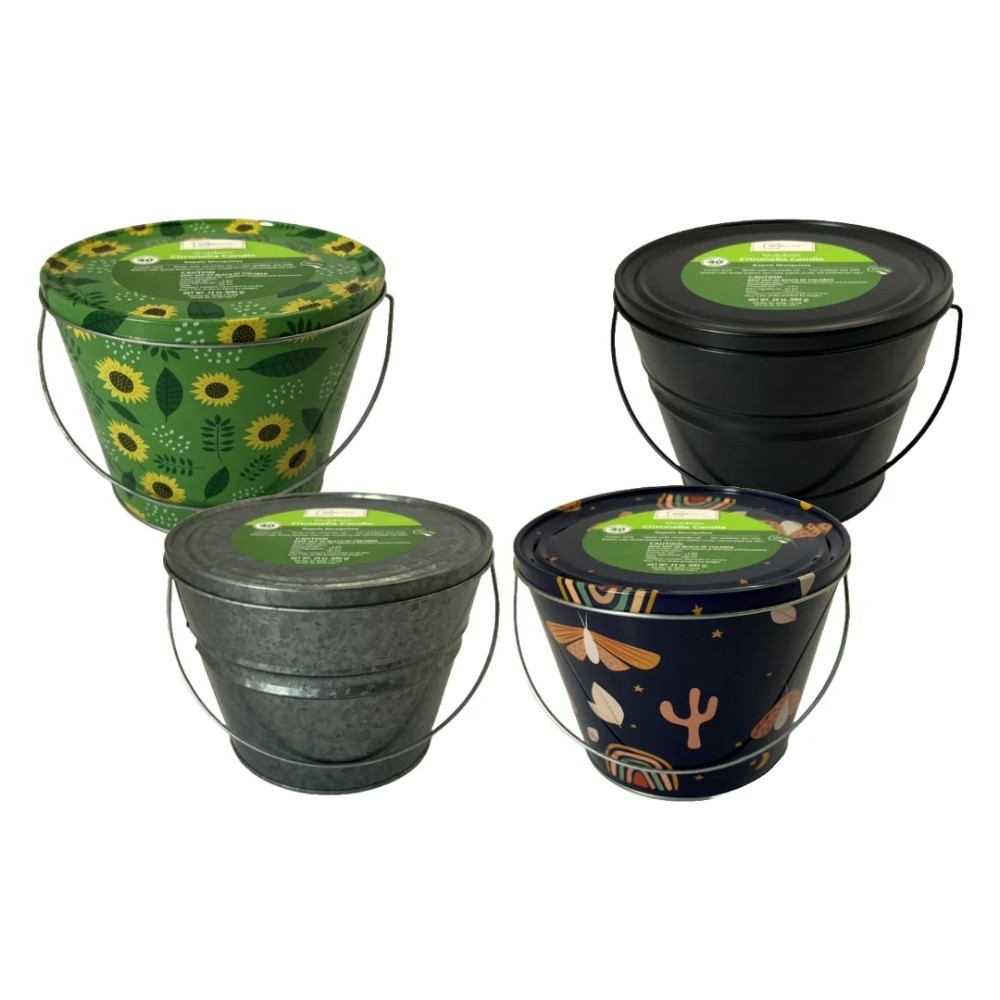 (2 pack) Outdoor Citronella Candle – 24oz Metal Bucket | Repels Mosquitoes |