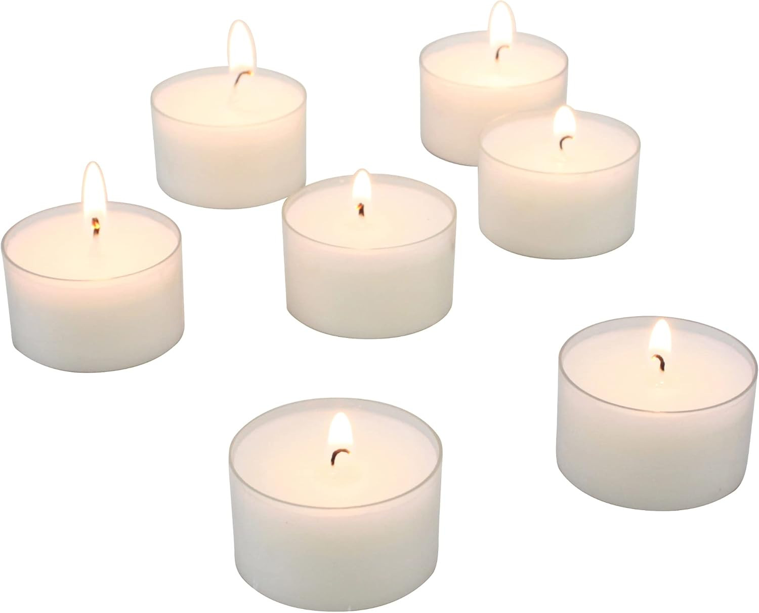 Bulk 192 Pack Unscented Smokeless Long Burning Clear Cup Tea Light Candles with