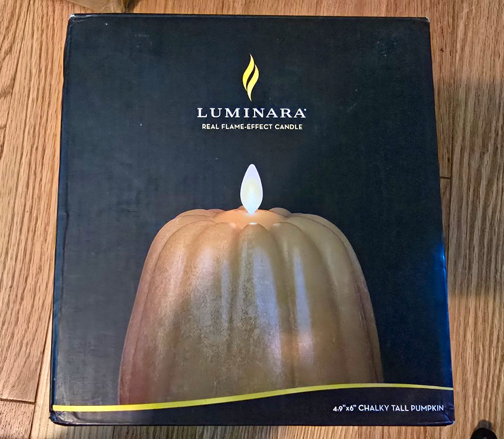 Luminara Chalky Tall Pumpkin Flameless LED Candle Timer Harvest Gold 4.9×6″
