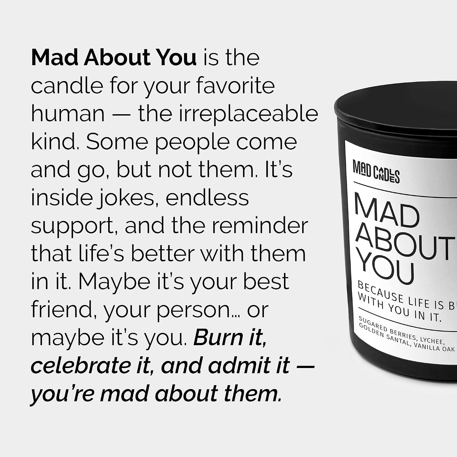 – Mad about You | Luxury Scented Candle for Bedroom & Living Room Décor | 9.5Oz