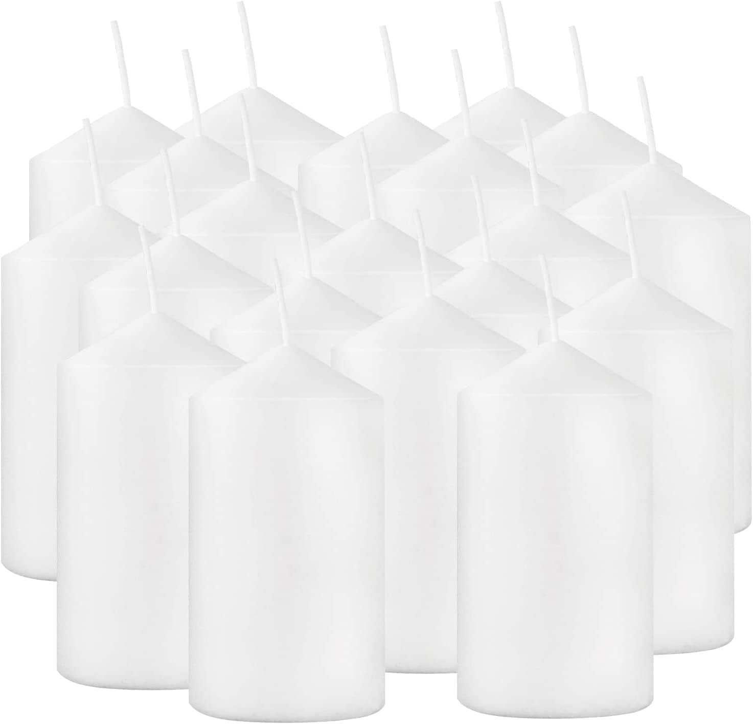 Howemon 20 Pcs Bulk Long Burning Wax Pillar Candles 2″ x 4″ Dripless Unscented S