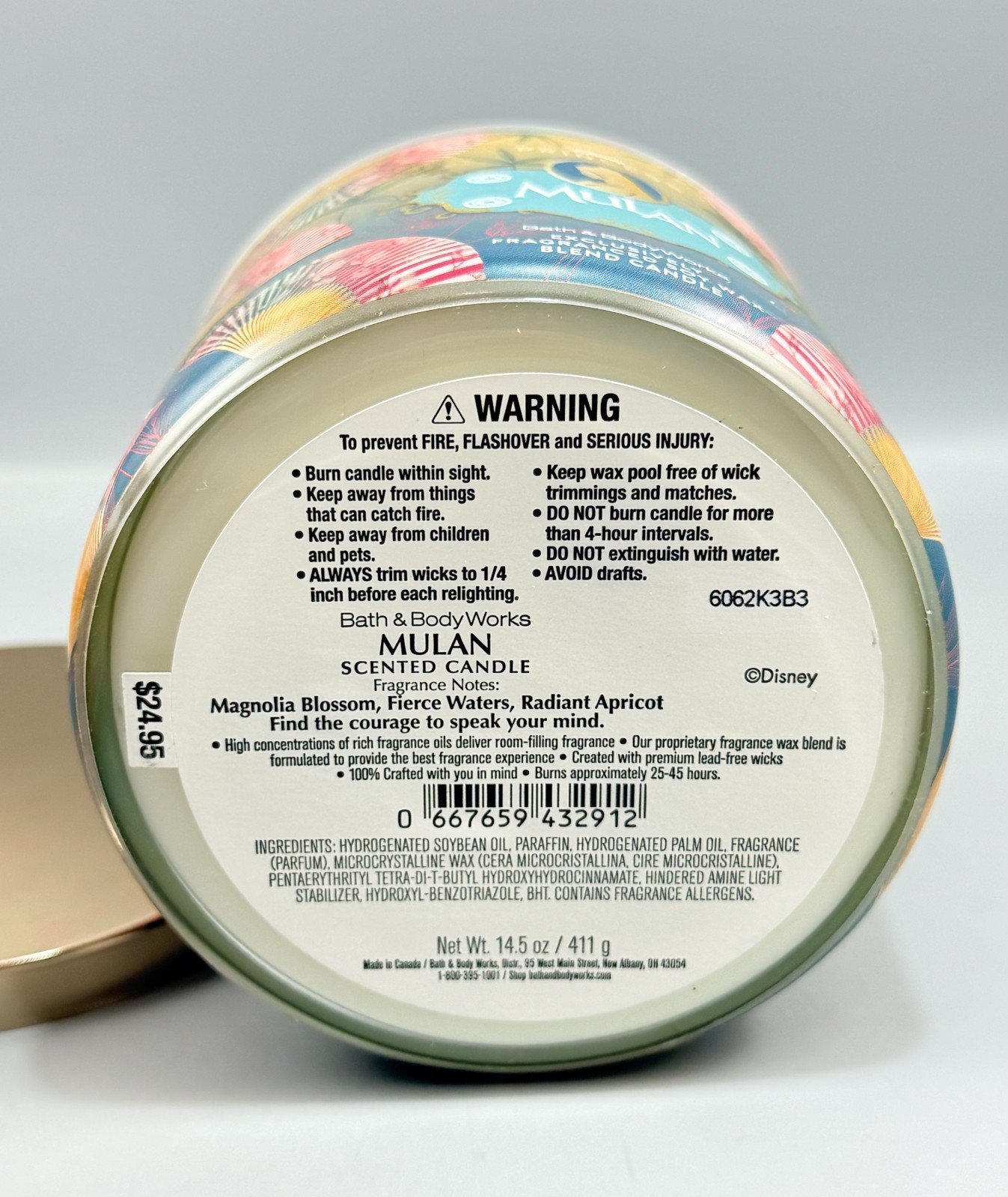 Bath & Body Works Disney Princess Mulan 3-Wick Scented Candle New