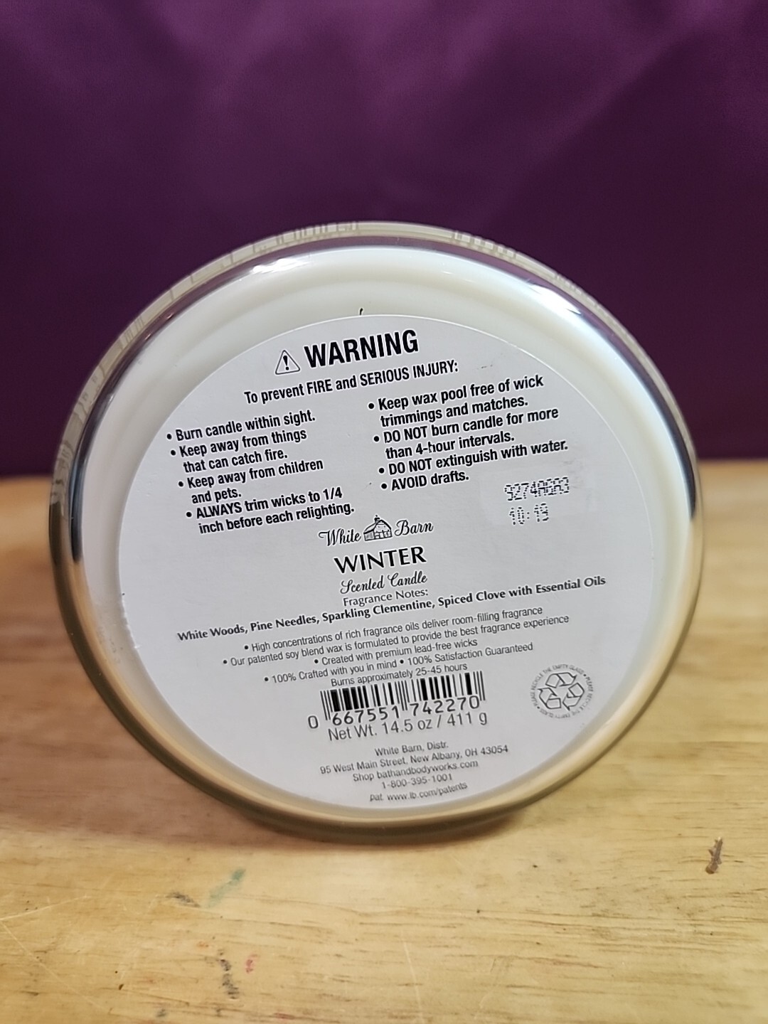 Bath & Body Works WINTER 3 Wick Soy Blend Candle NEW 25-45hrs Burn Time