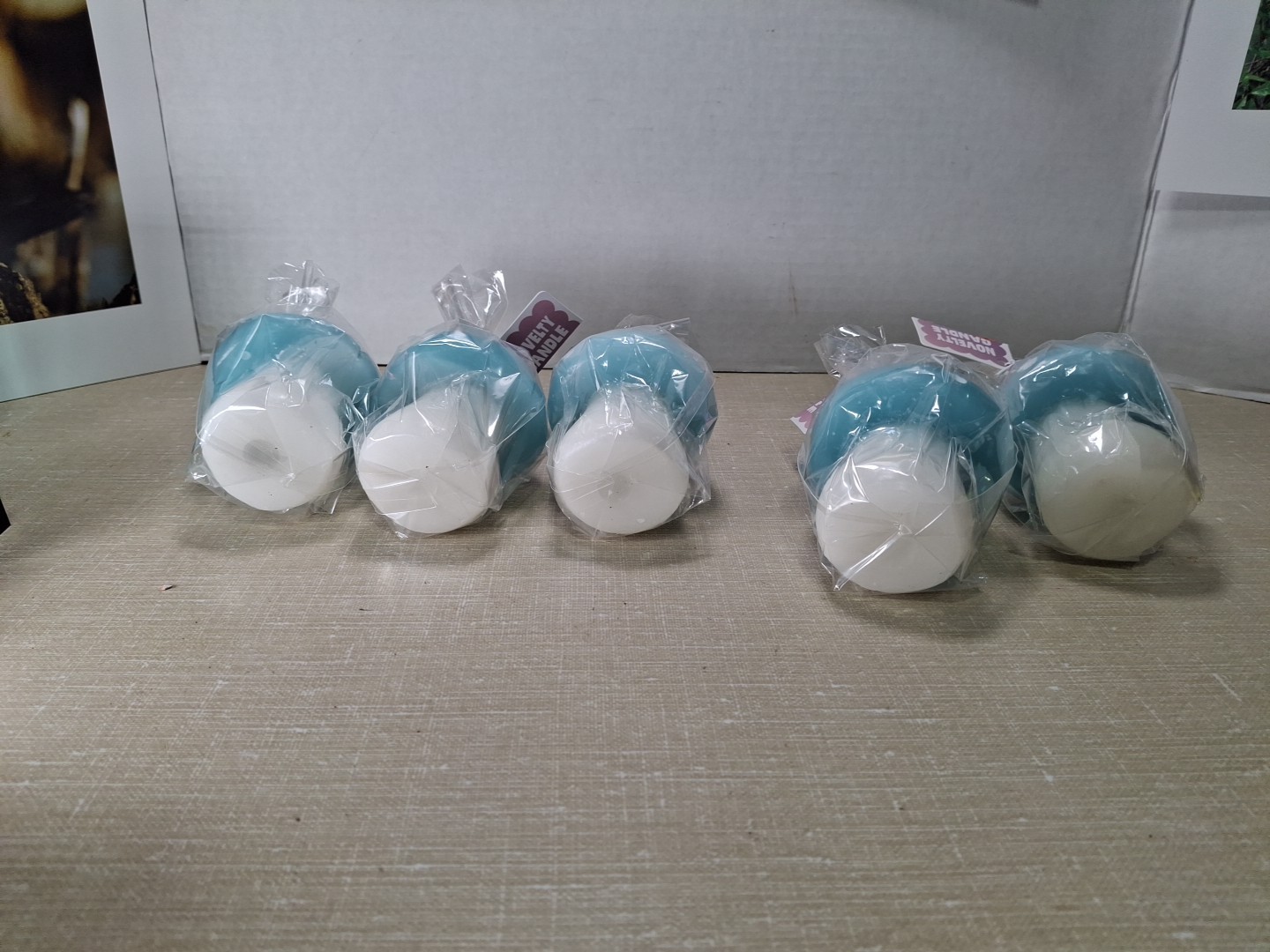 5 3 1/2-in Blue And White Mushroom Novelty Candles