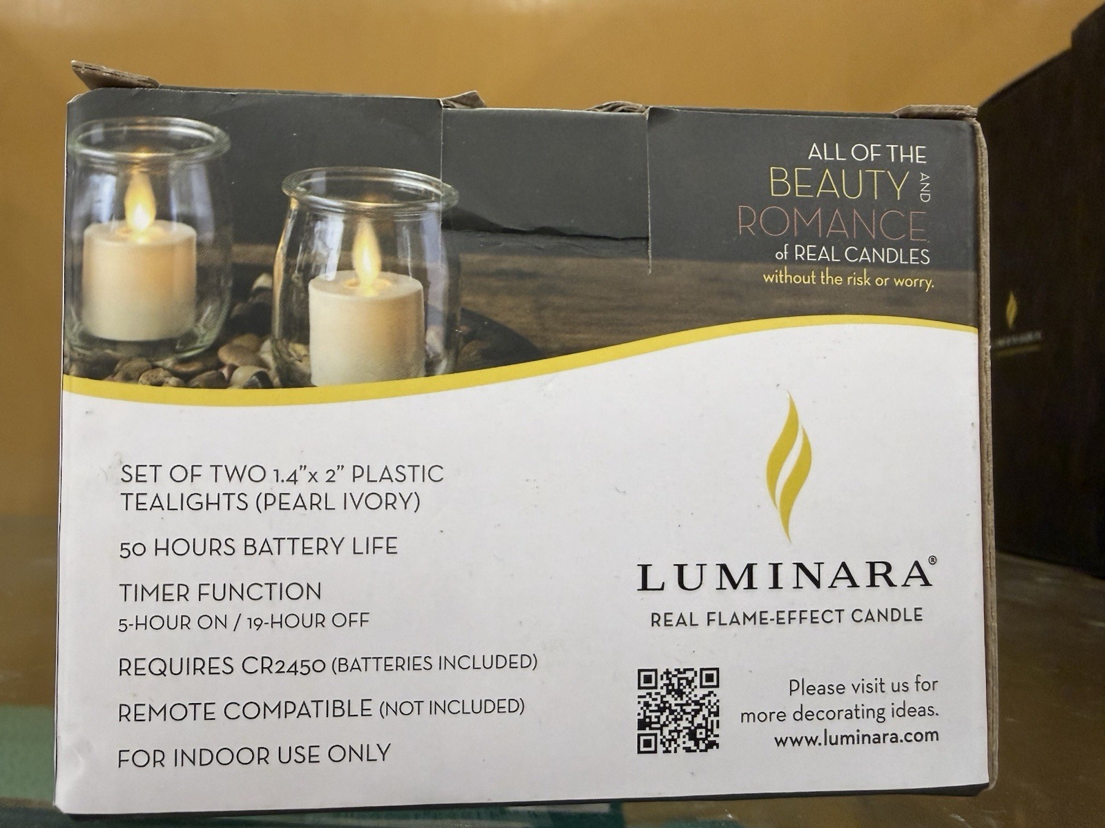Luminara Tea Light Candles w/Timer Set of 2 Real-Flame Effect 1.4″x2″ NEW NoBox
