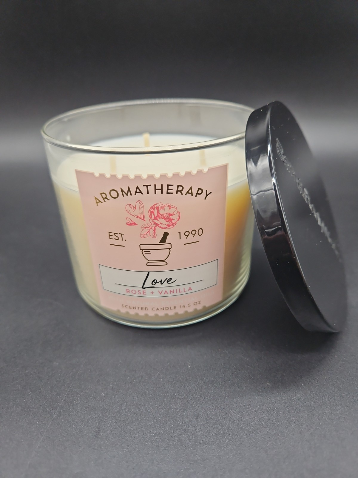 Bath & Body Works Aromatherapy Love Rose + Vanilla 3-Wick 14.5oz Jar Candle New
