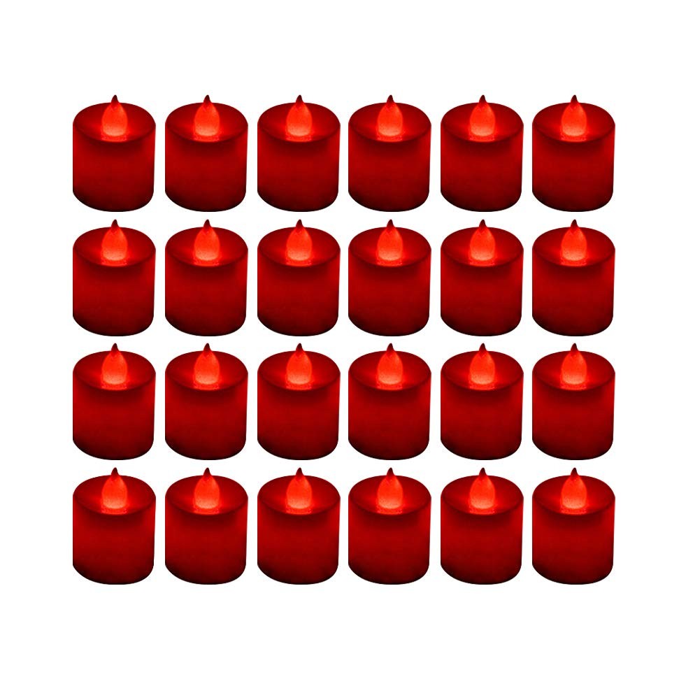 24 Pack Flameless Led Tea Lights Candles, Flickering Red Battery Operated Ele…