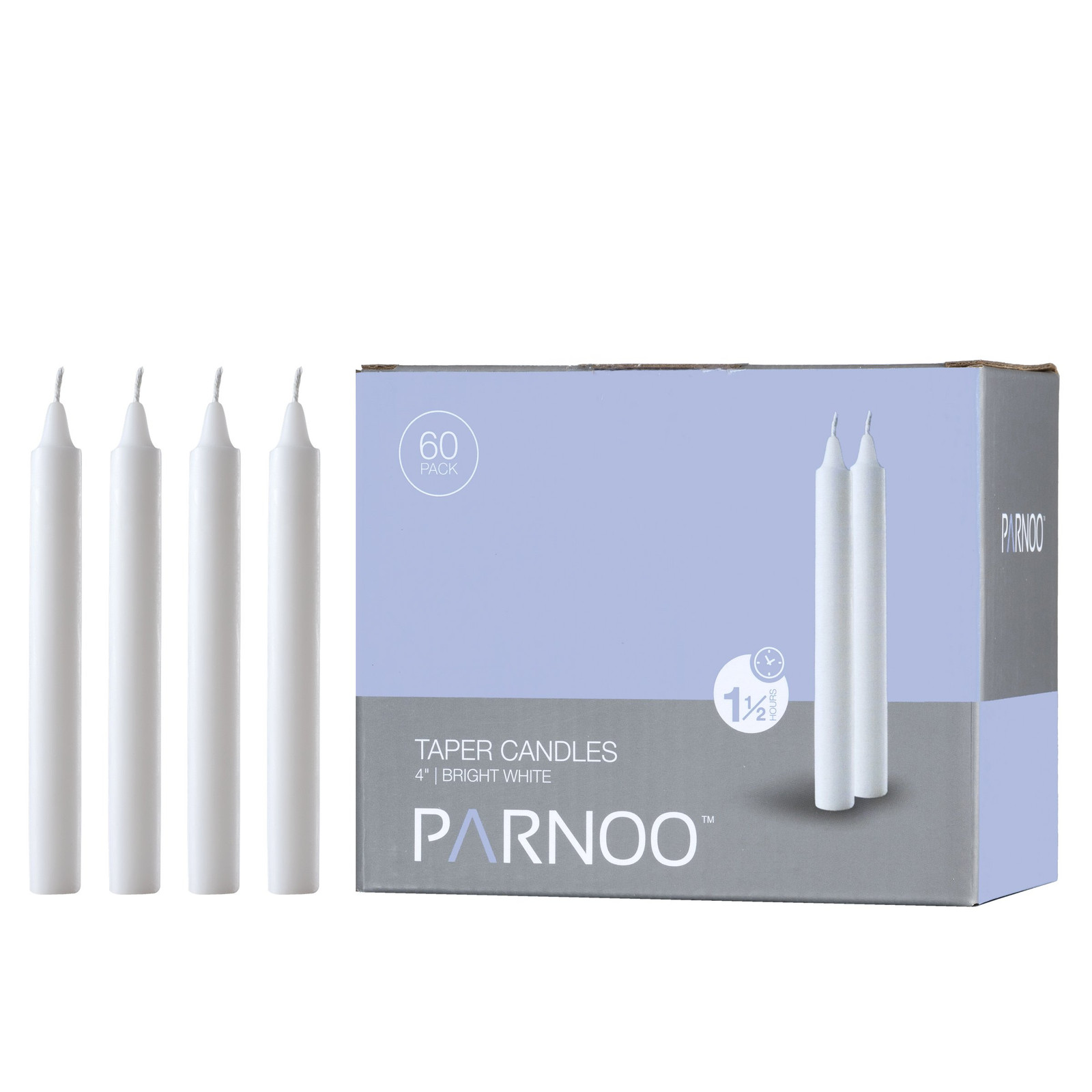 White Taper Candles – Set of 60 Dripless Chimes Candles – 4 inch Tall, 1/2 in…