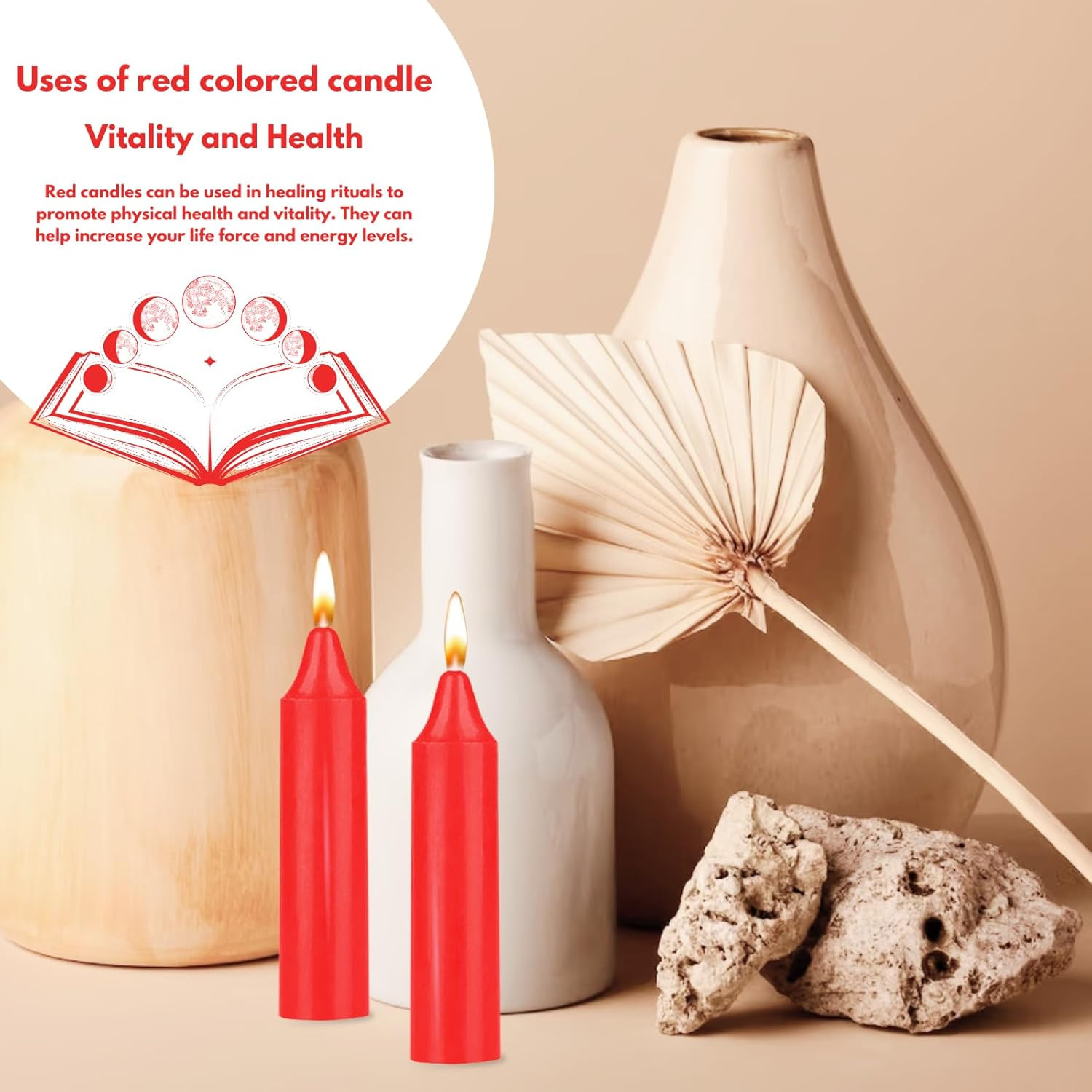 Box of 12 Red Unscented Taper Candles 4″ Tall 3/4″ Diameter Wax Clean Burn