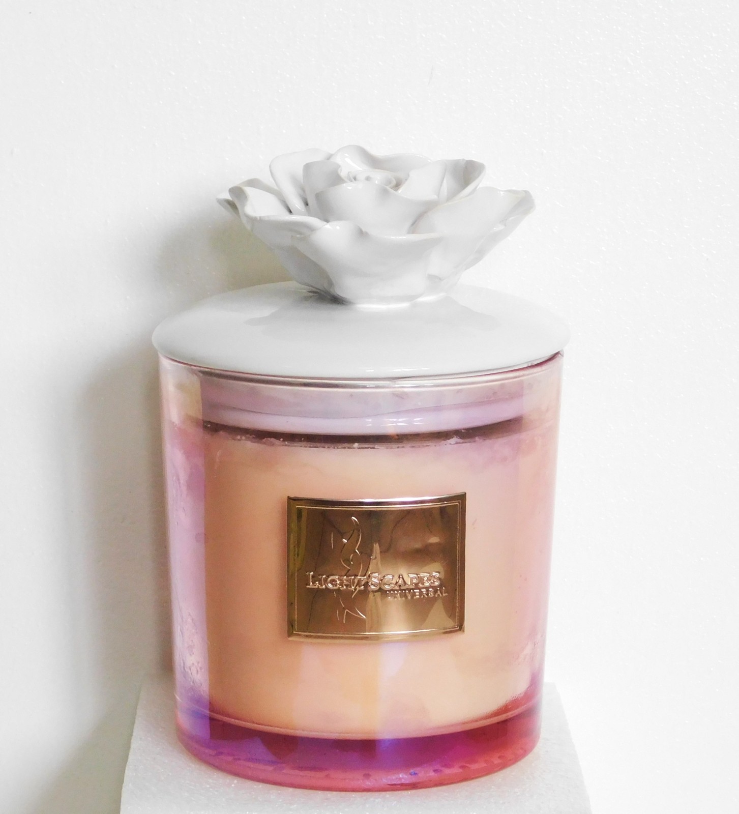 LightScapes Blooming Peony Candle 3 Wick, 18 oz, 30-55 Hours Burn Time