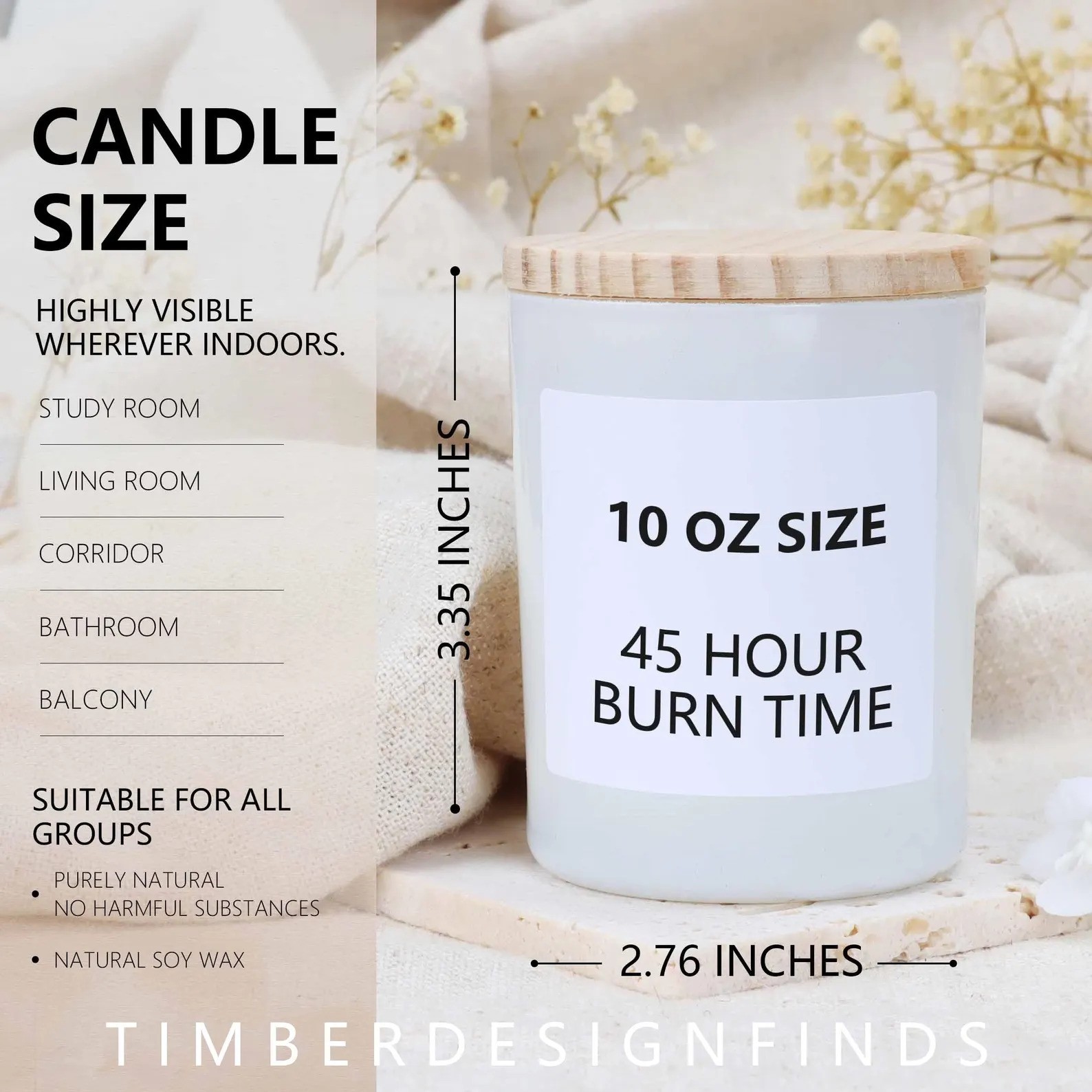 10oz Soy Wax Candle Double Wick Strong Scented Jar Candle, Handmade Aromatherapy