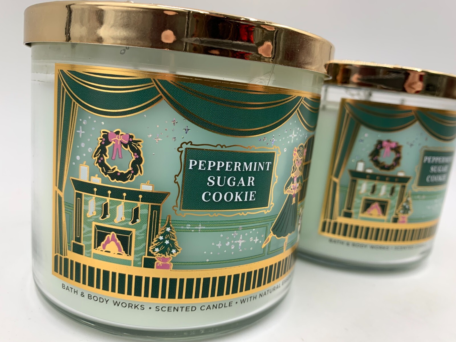 Bath & Body Works Peppermint Sugar Cookie 3 Wick Candle 14.5 oz S/2 #A201