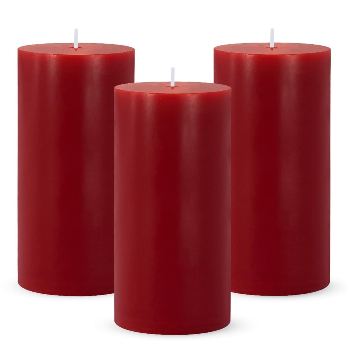 3 Packs 2.8×6 Inch Red Pillar Candles, Unscented Dripless Long Burning Colore…