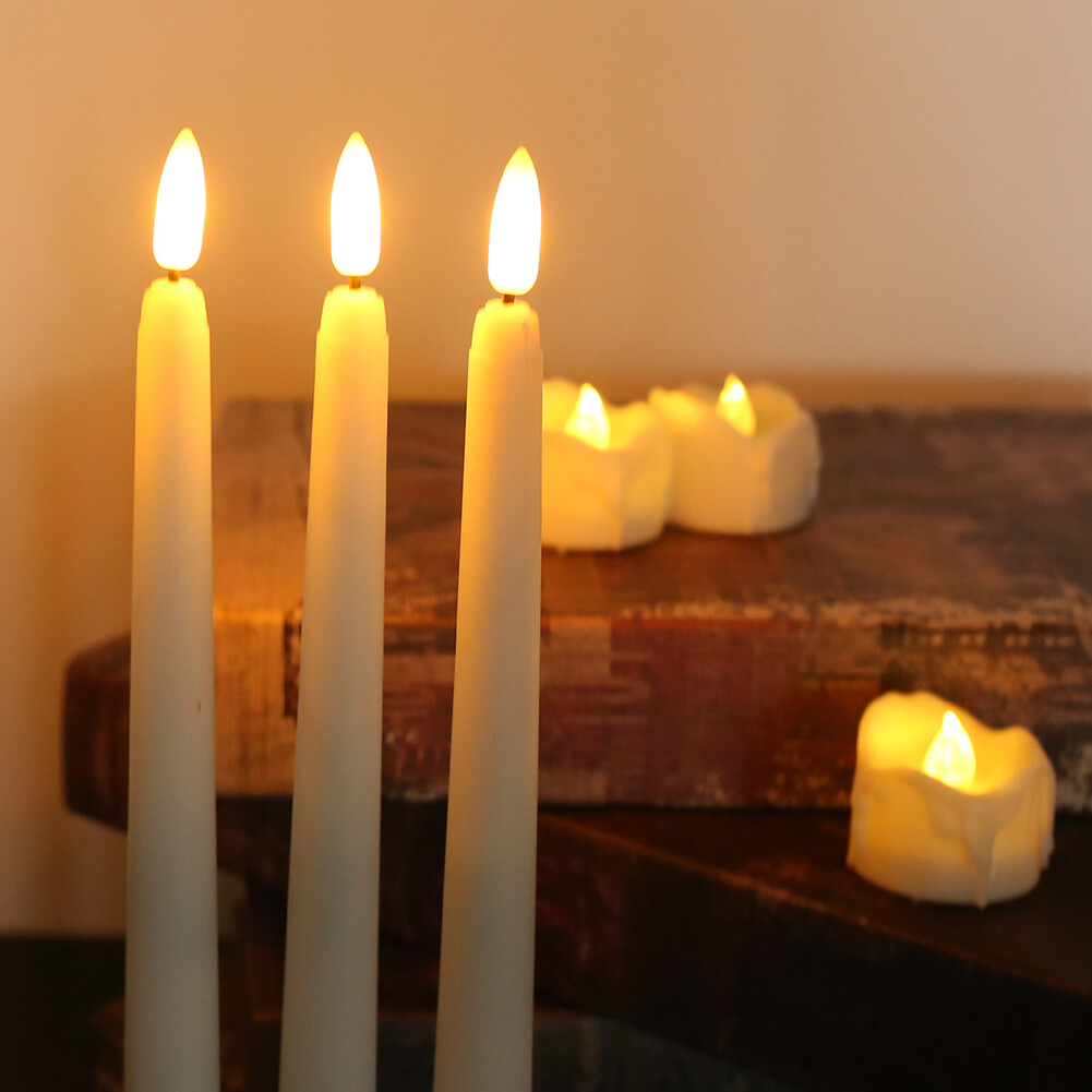 12Pack Flickering Flameless Taper Candles Light with Remote Control Timer Dimmer