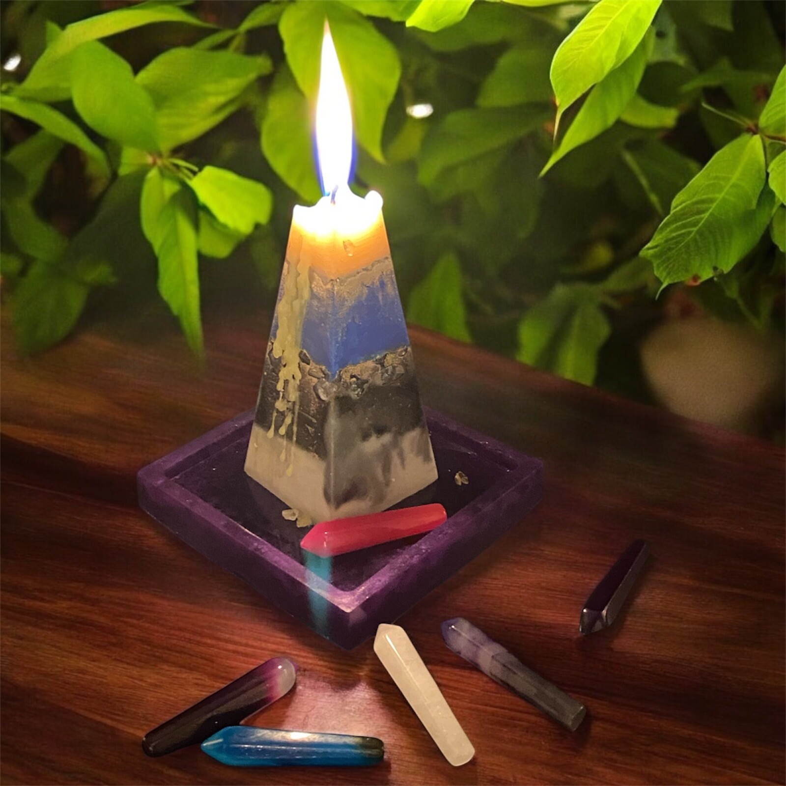 Pyramid Candle, Treasure Candle, Spiritual Crystal Candle, Intention Candle