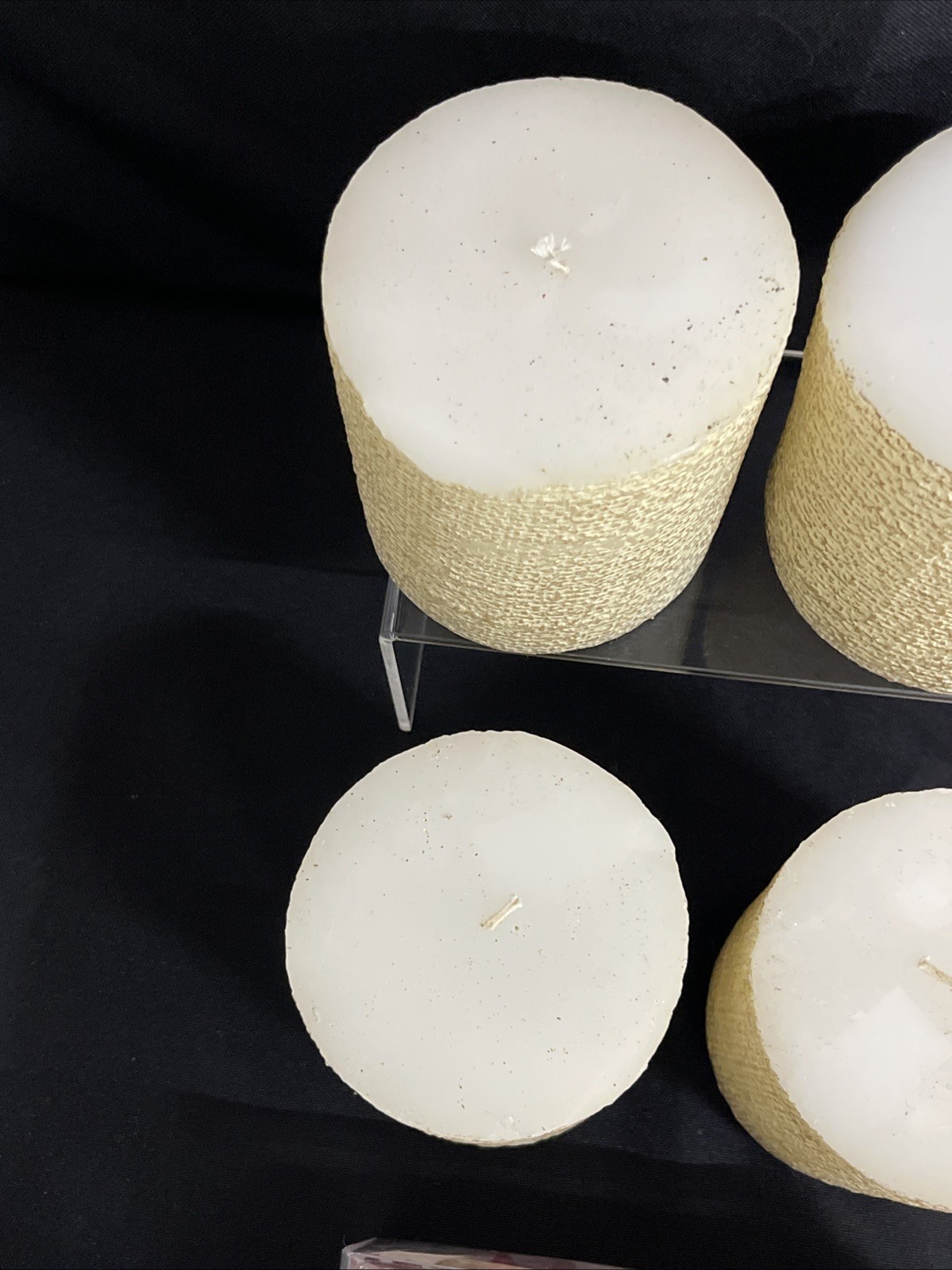 4 Vintage Pier 1 Ivory Beaded Pillar Candles 4×4 + 2 Votives Home Decor