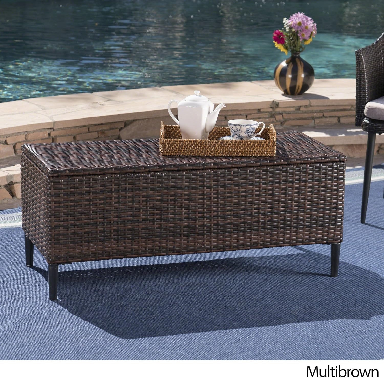 Rupert Outdoor Wicker Storage Unit, Multibrown