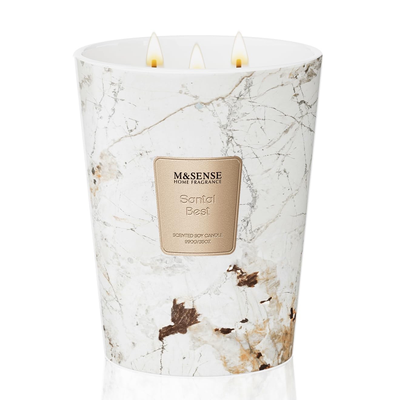 MandSENSE Extra Large Candle 35oz 150H Santal Scented 3-Wick Highly Scented J…