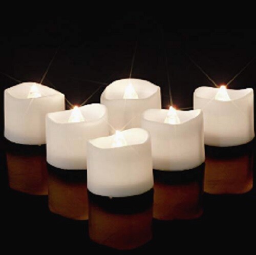 Flameless LED Candles For Outdoor Indoor Tea Candle Plastic Bright White Set 12
